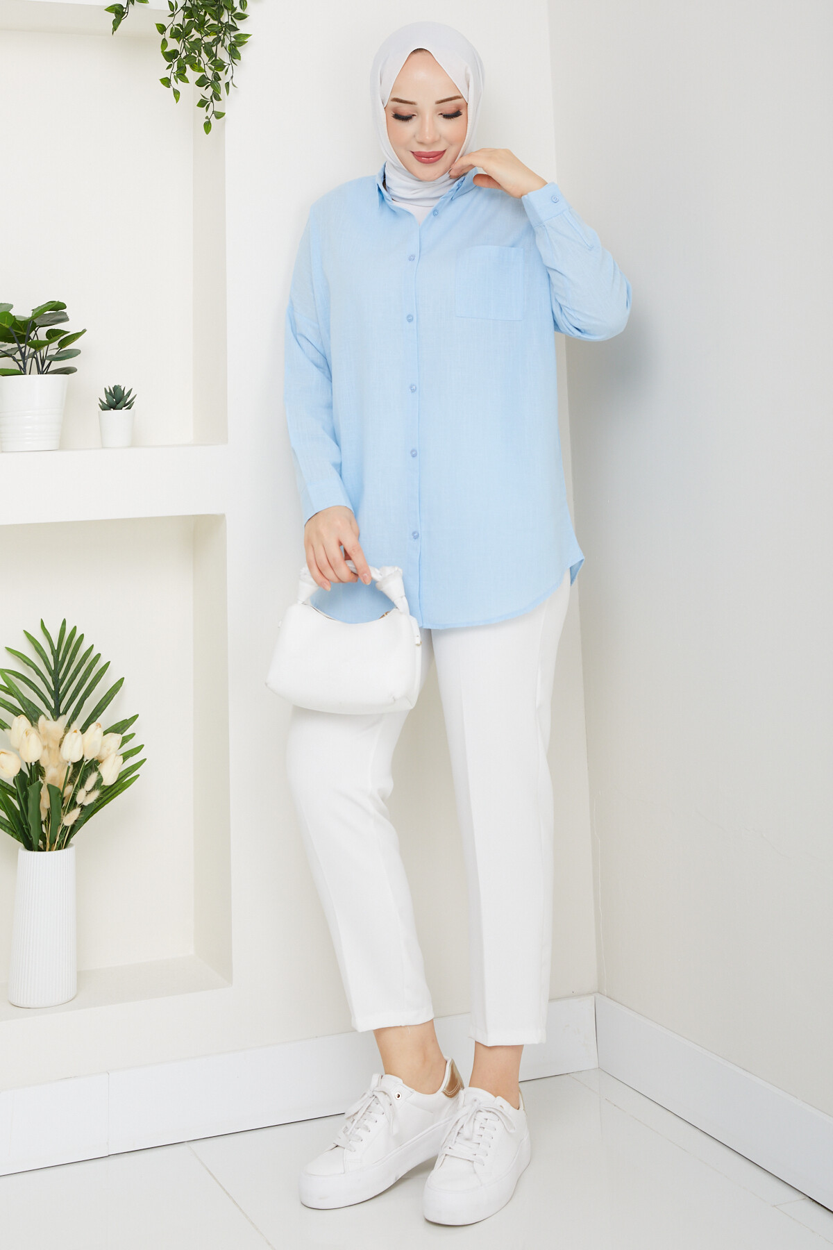 NVRL TEK CEP KETEN GÖMLEK-BEBE MAVİ