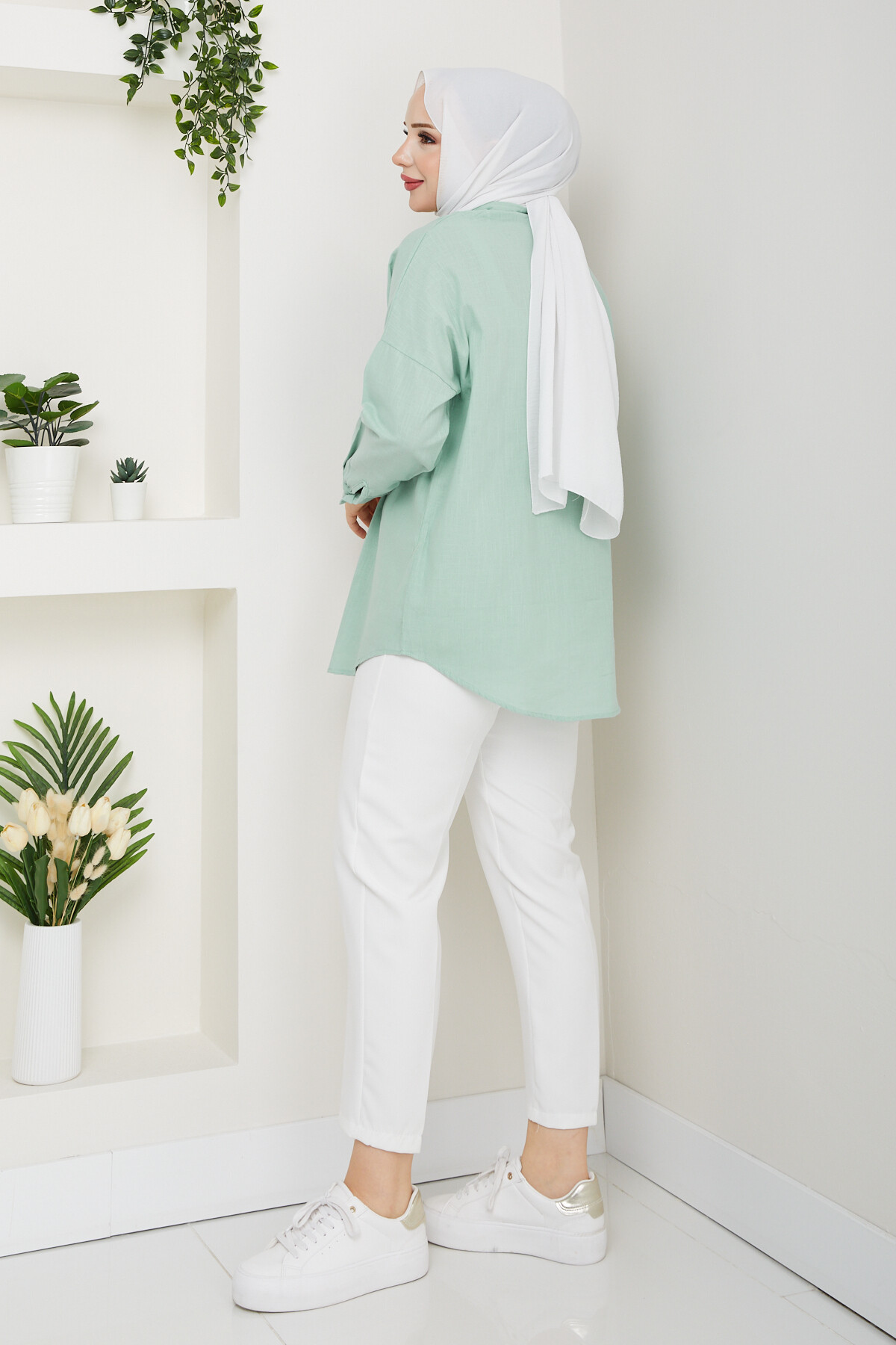 NVRL TEK CEP KETEN GÖMLEK-TURKUAZ