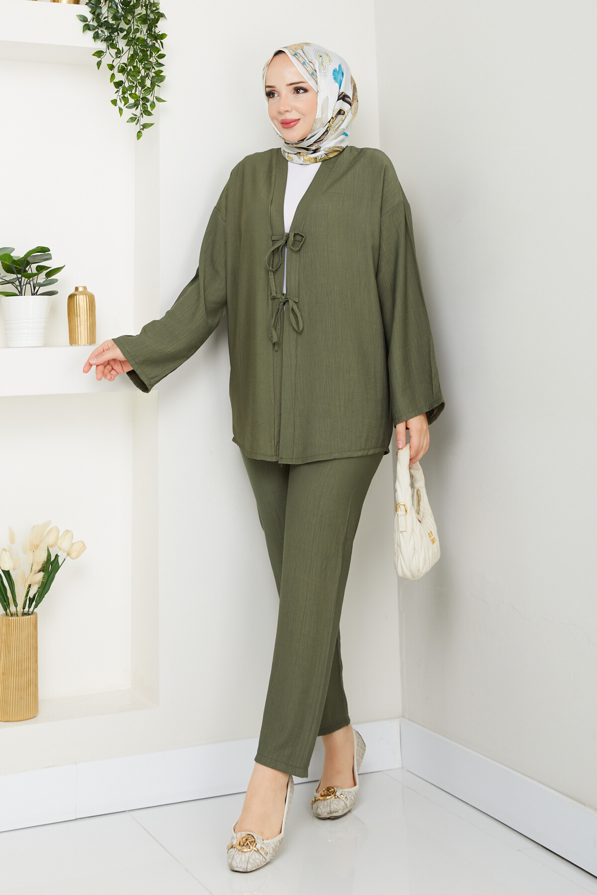 ÖN BAĞLAMALI PANTOLON TAKIM-HAKİ