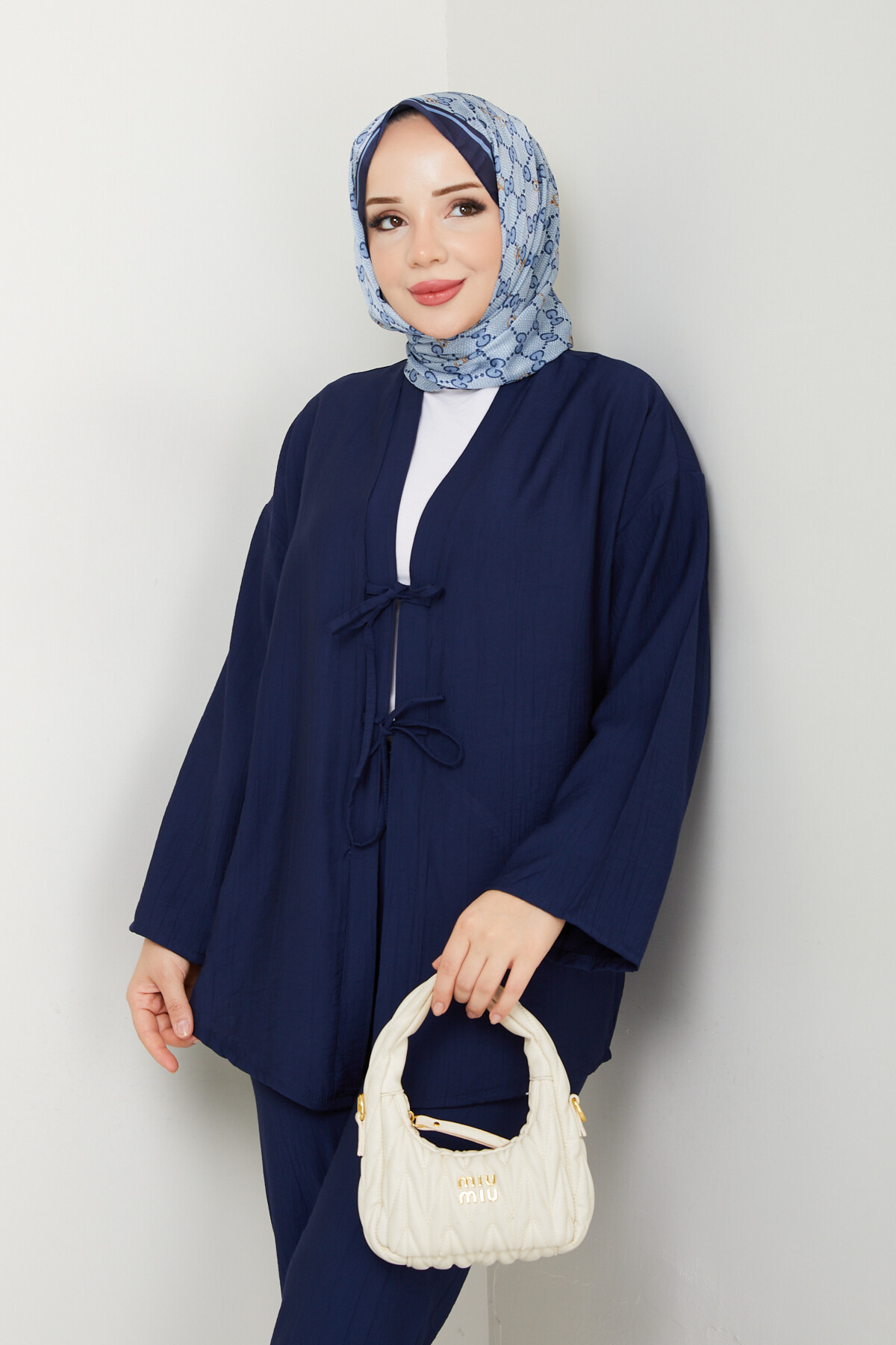 ÖN BAĞLAMALI PANTOLON TAKIM-LACİVERT