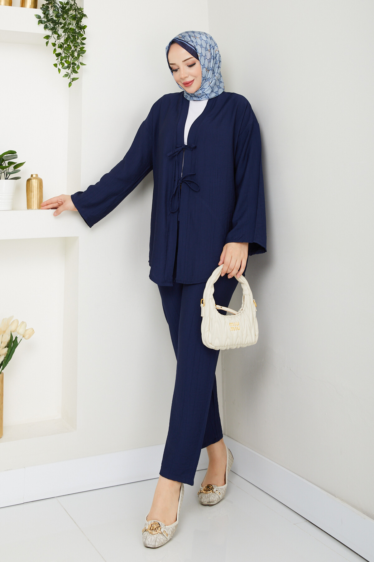 ÖN BAĞLAMALI PANTOLON TAKIM-LACİVERT