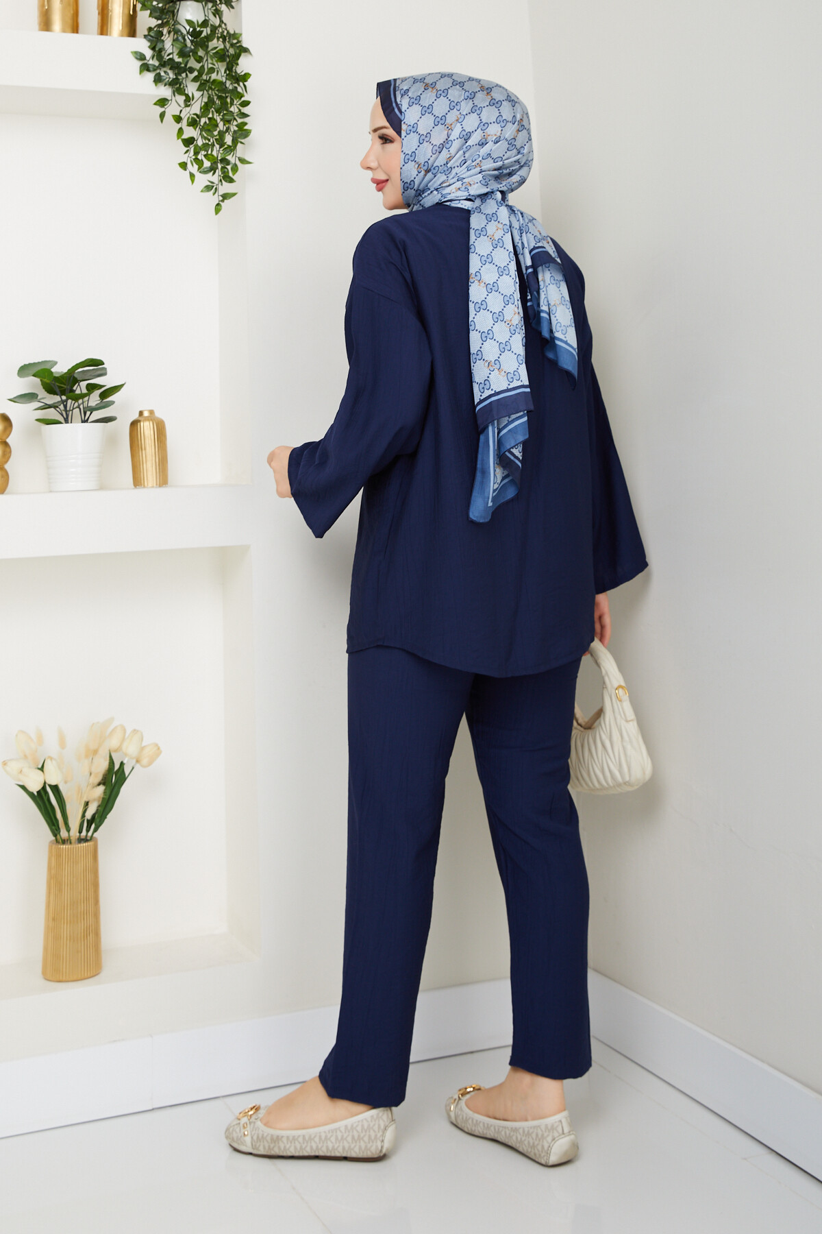 ÖN BAĞLAMALI PANTOLON TAKIM-LACİVERT