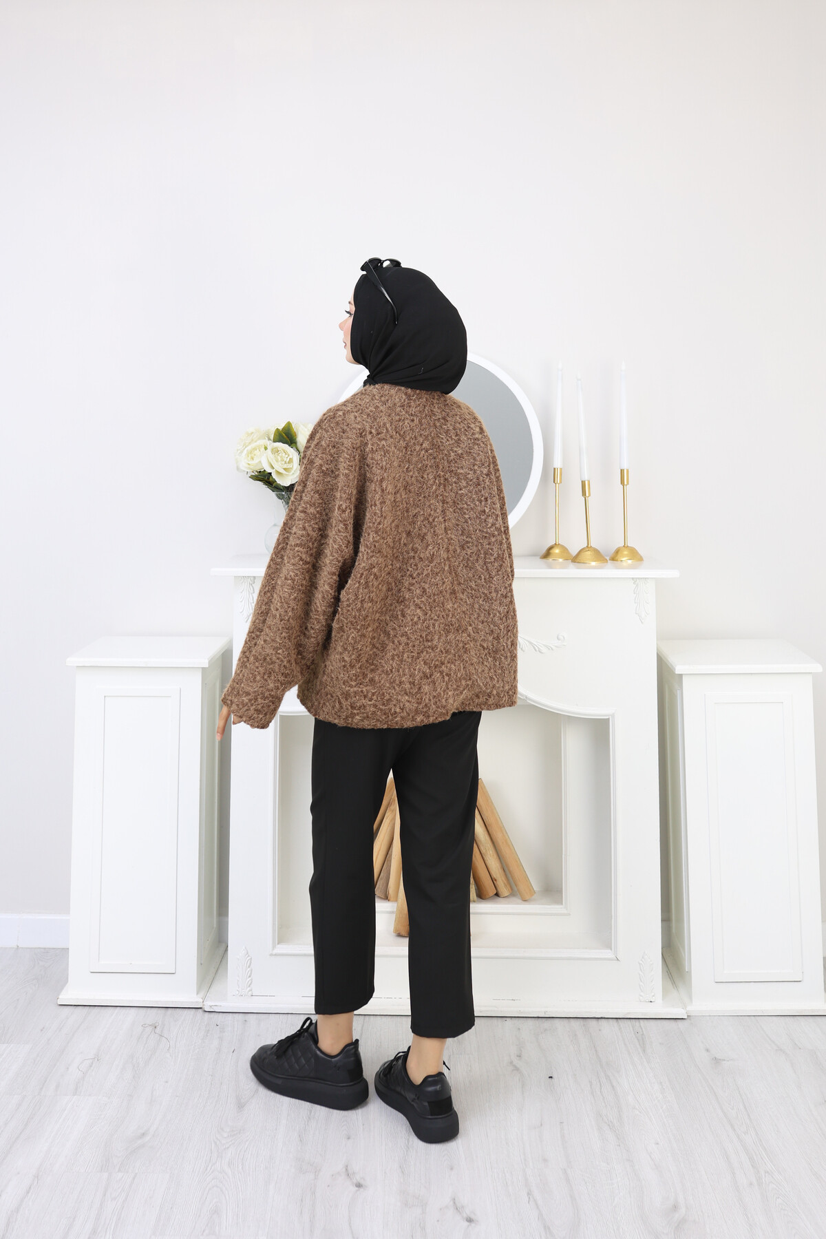 ÖNDEN BAĞLAMALI KAŞE CEKET-ACI KAHVE