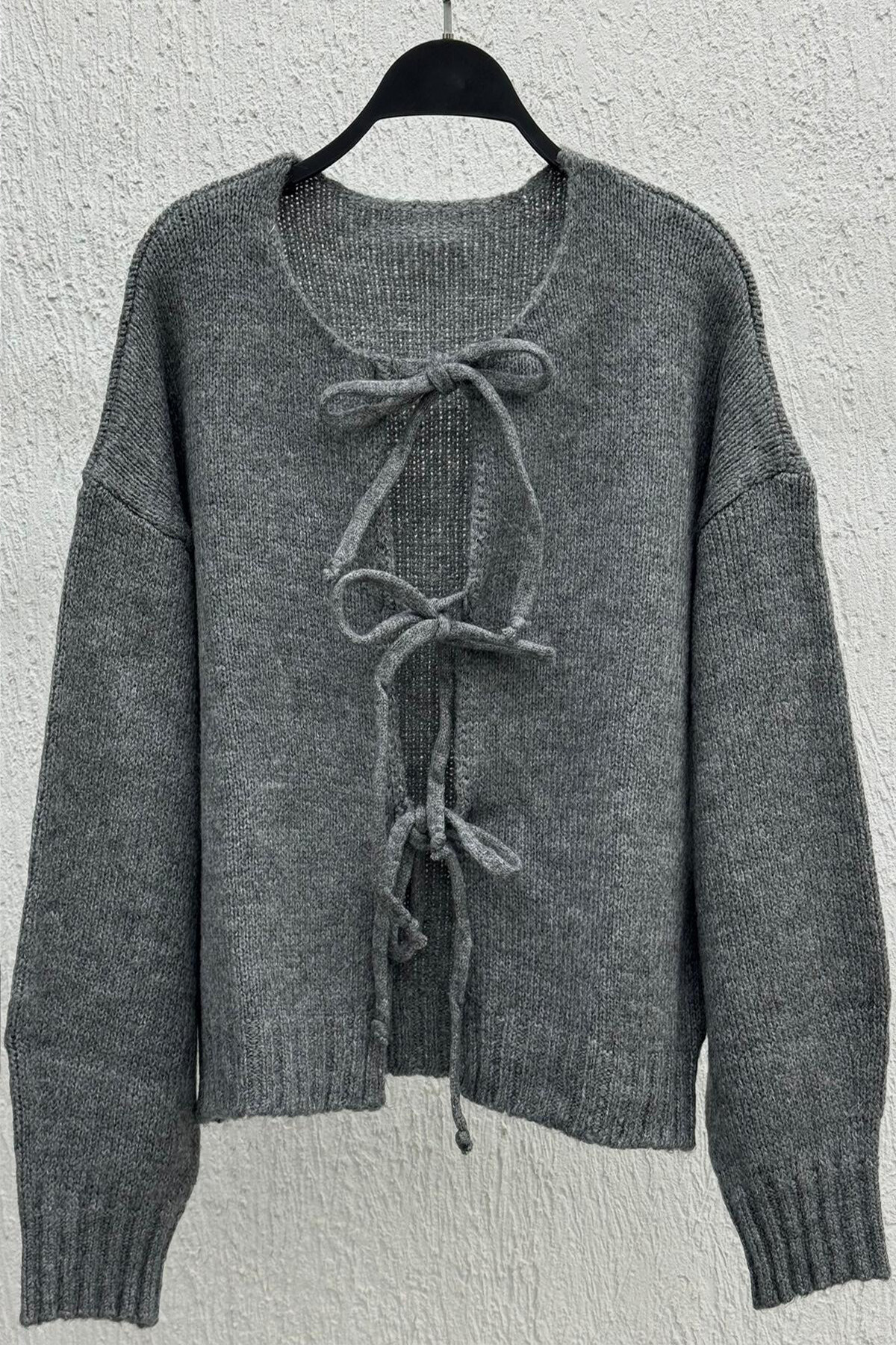 Önü Bağlamalı Laura Hırka Füme