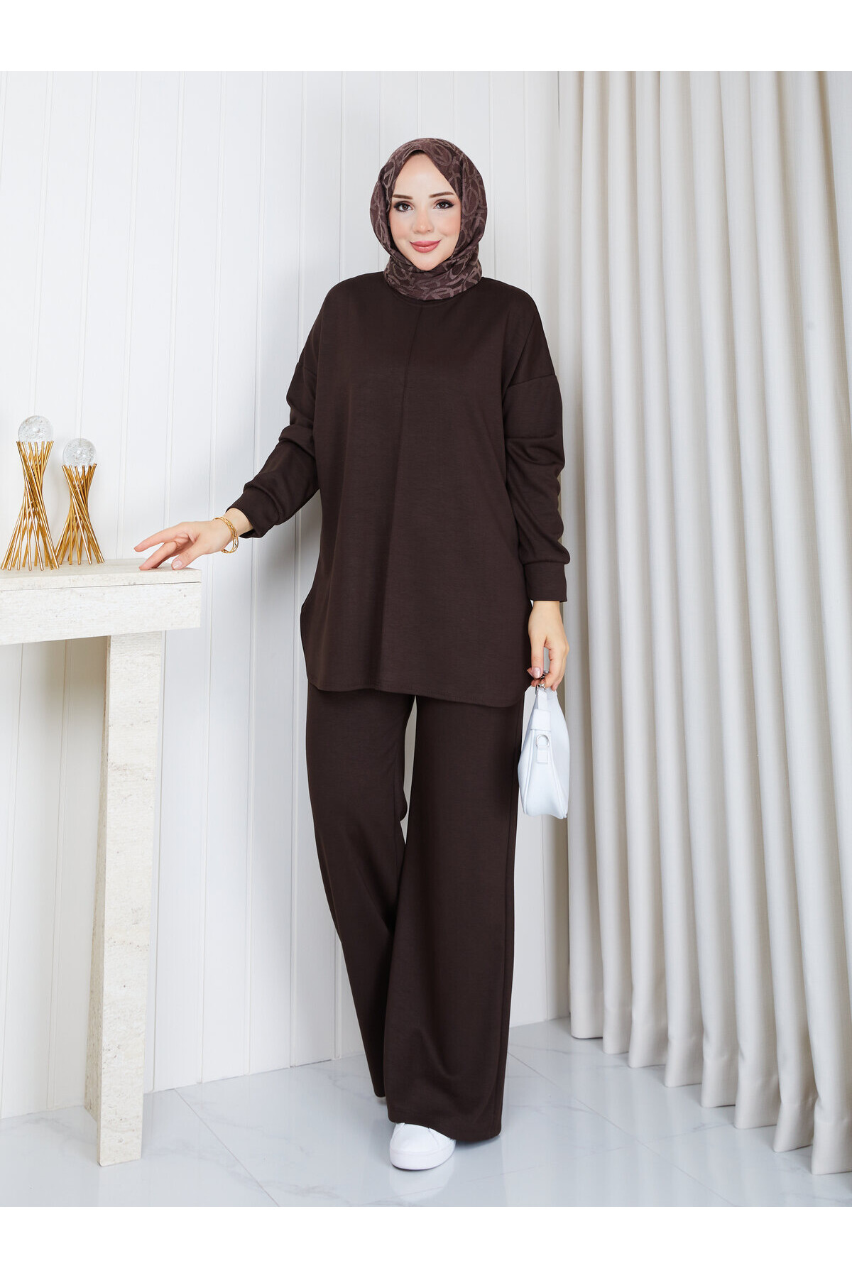Oval Kesim Oysho Kumaş İkili Takım – Acıkahveb