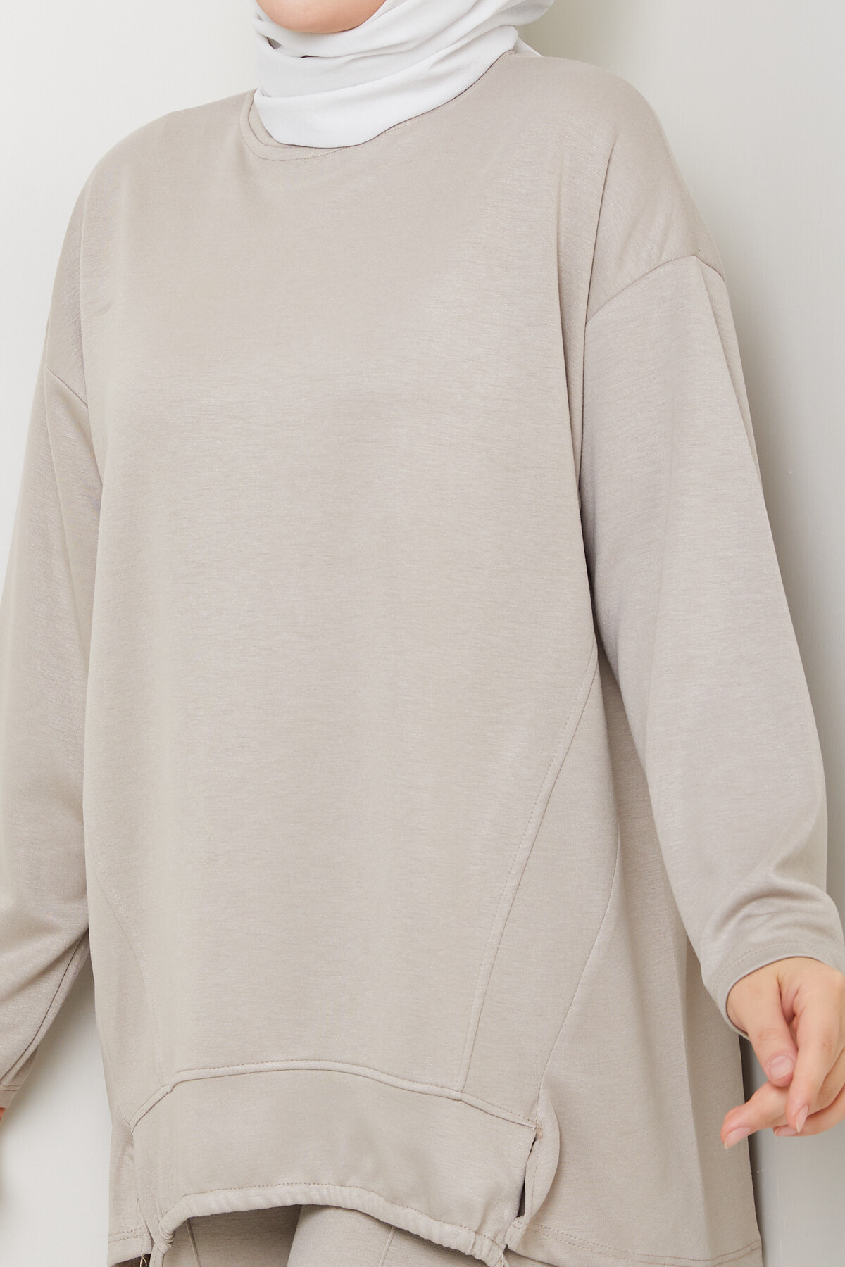 Oysho Biyeli Asimetrik Salaş Takım Krem