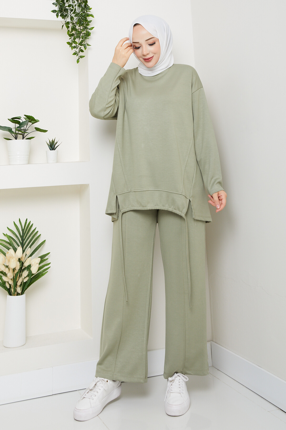 Oysho Biyeli Asimetrik Salaş Takım Mint Yeşil