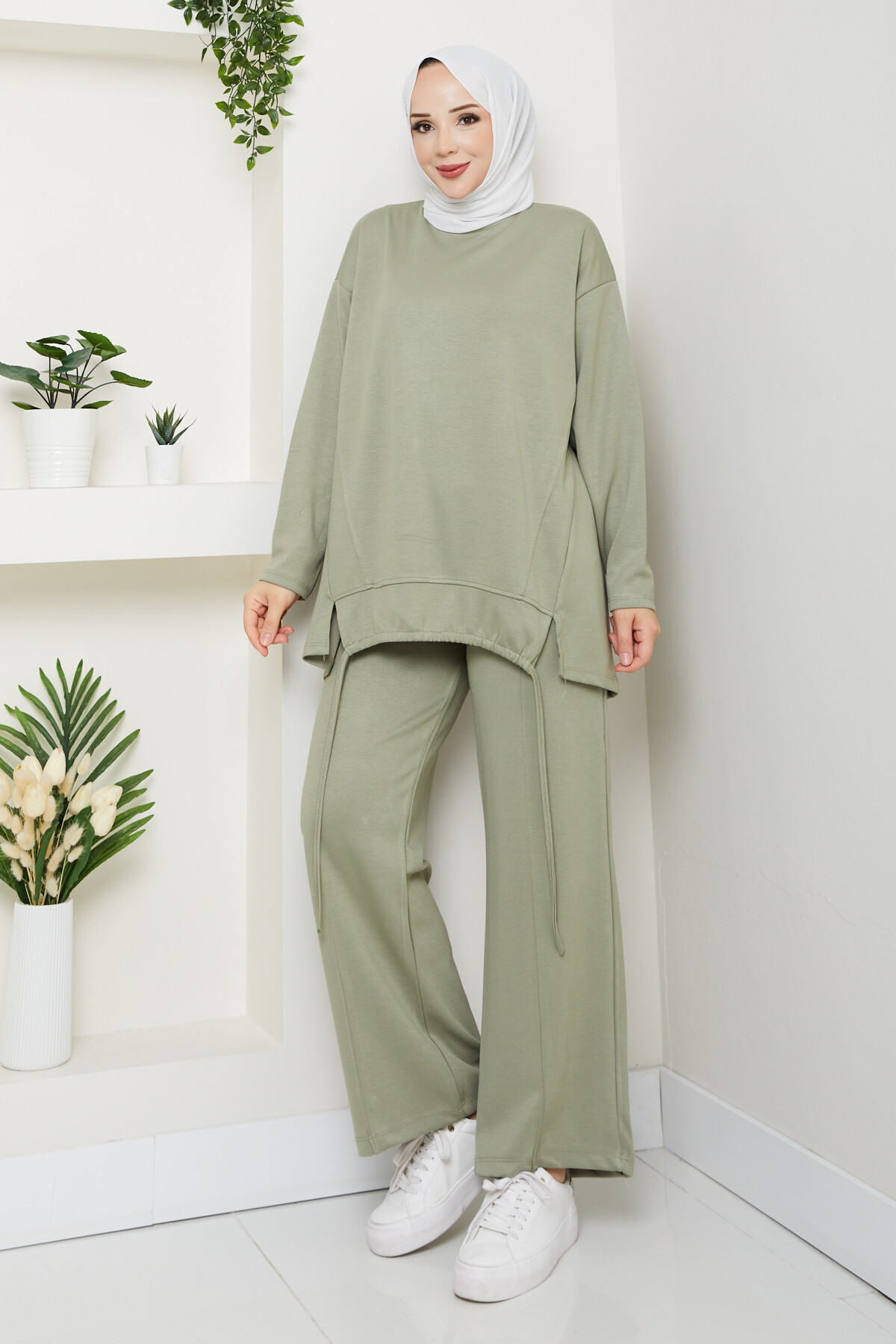 Oysho Biyeli Asimetrik Salaş Takım Mint Yeşil