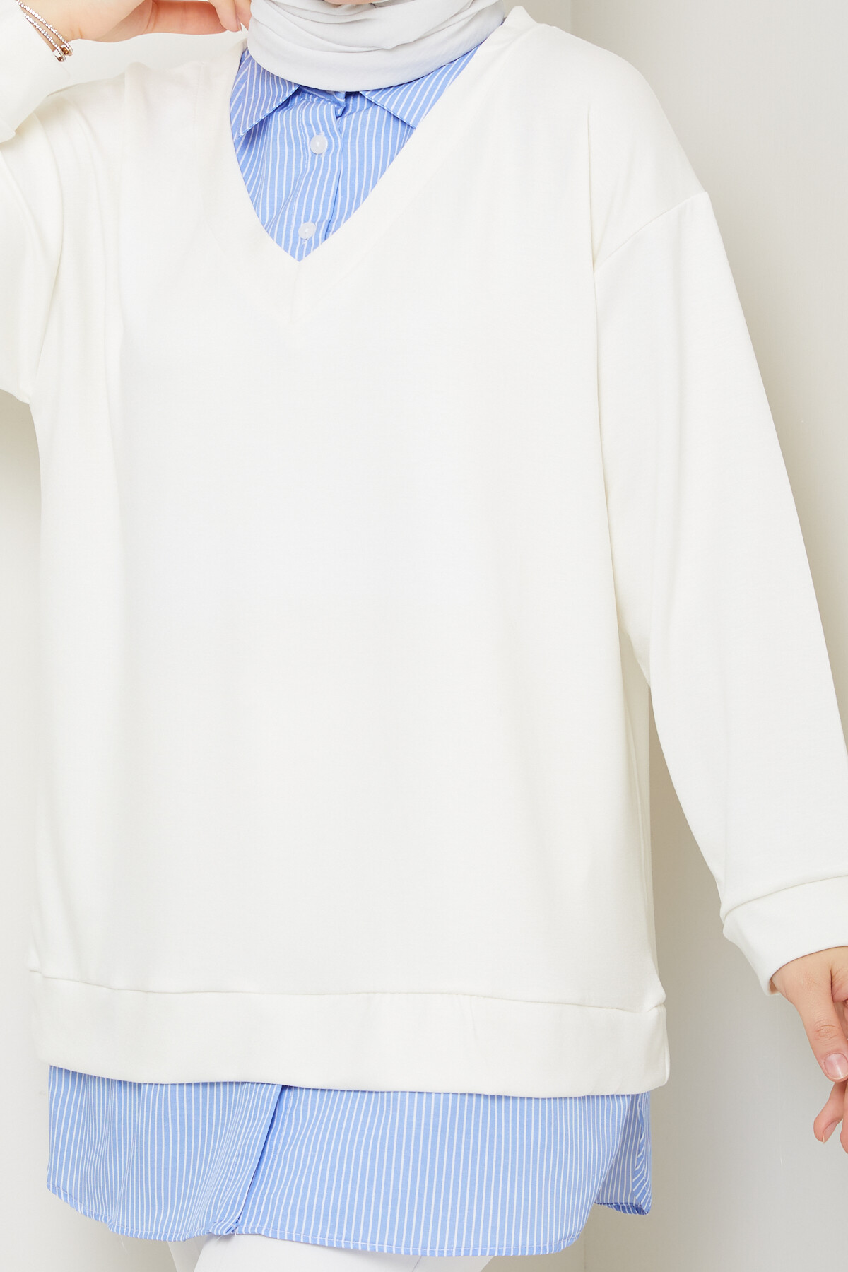 Oysho Gömlek Yaka Tunik Beyaz