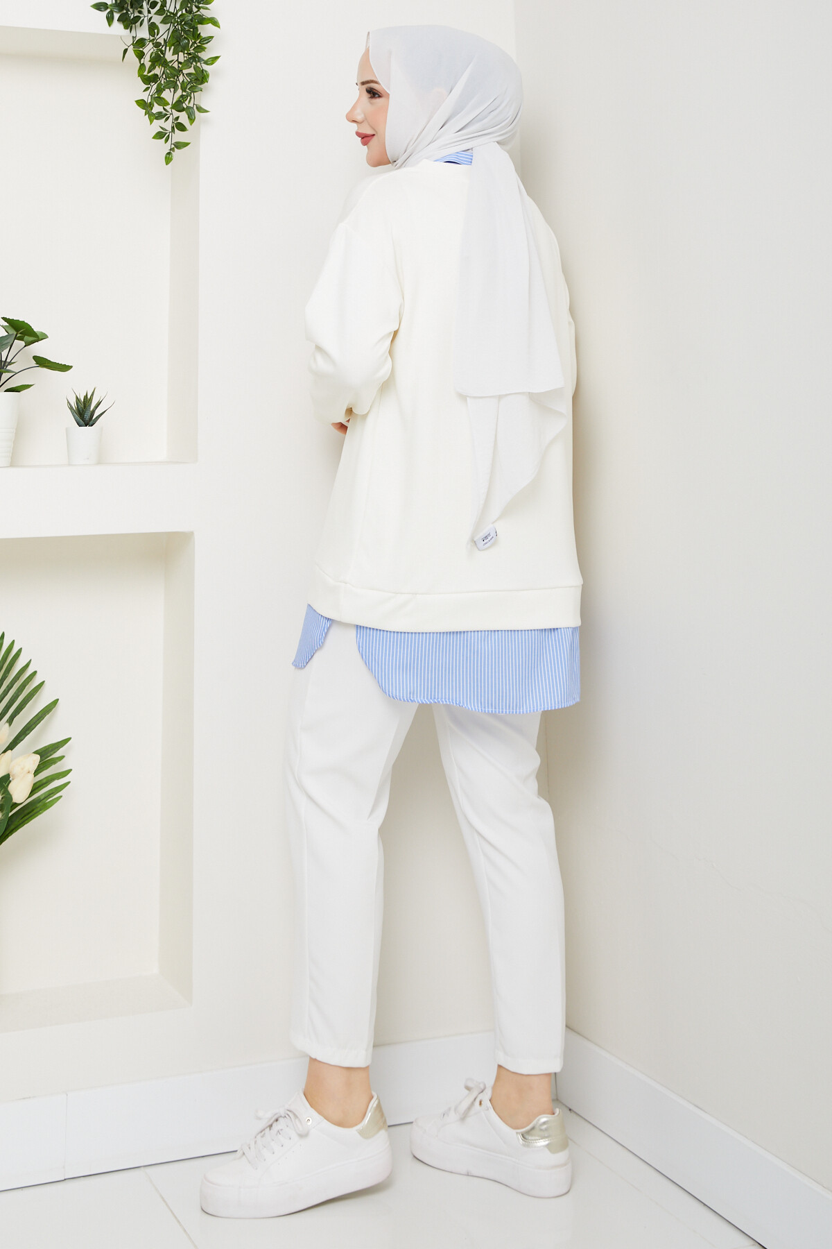 Oysho Gömlek Yaka Tunik Beyaz