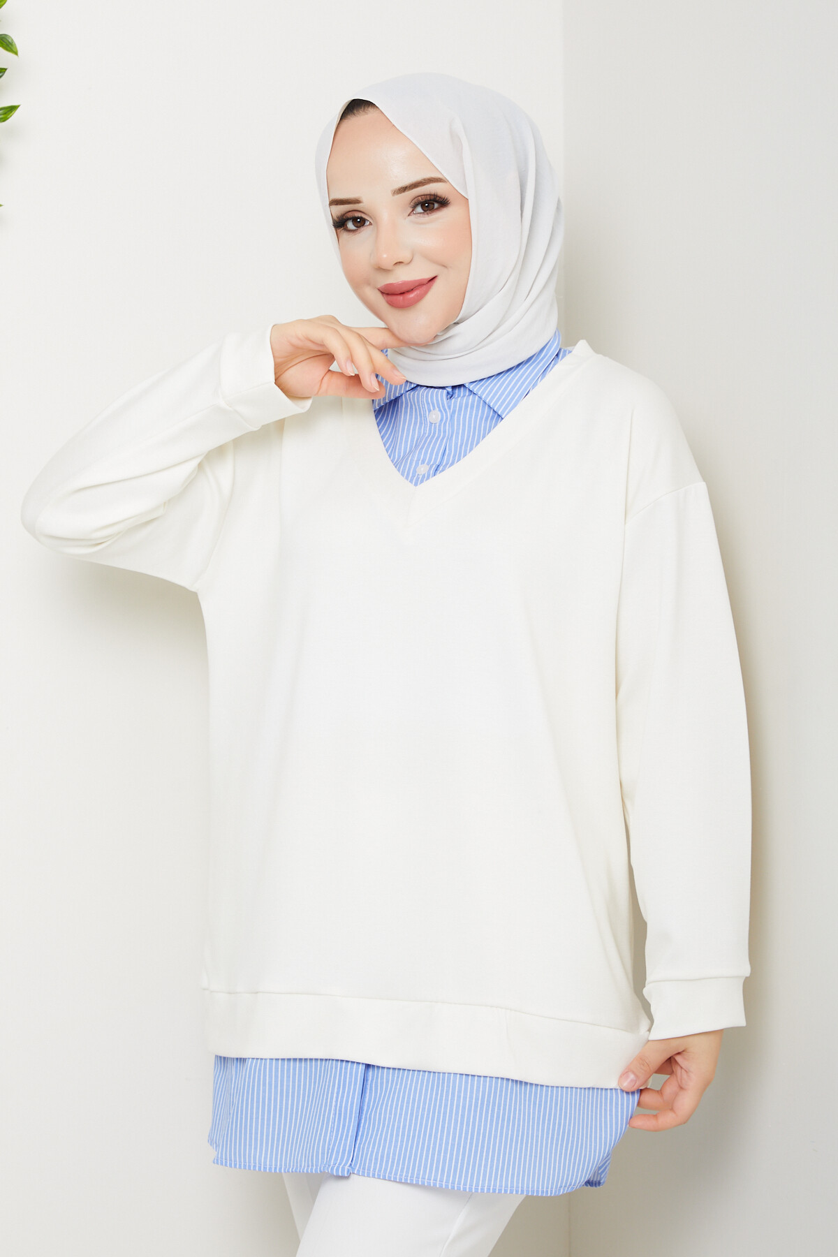 Oysho Gömlek Yaka Tunik Beyaz