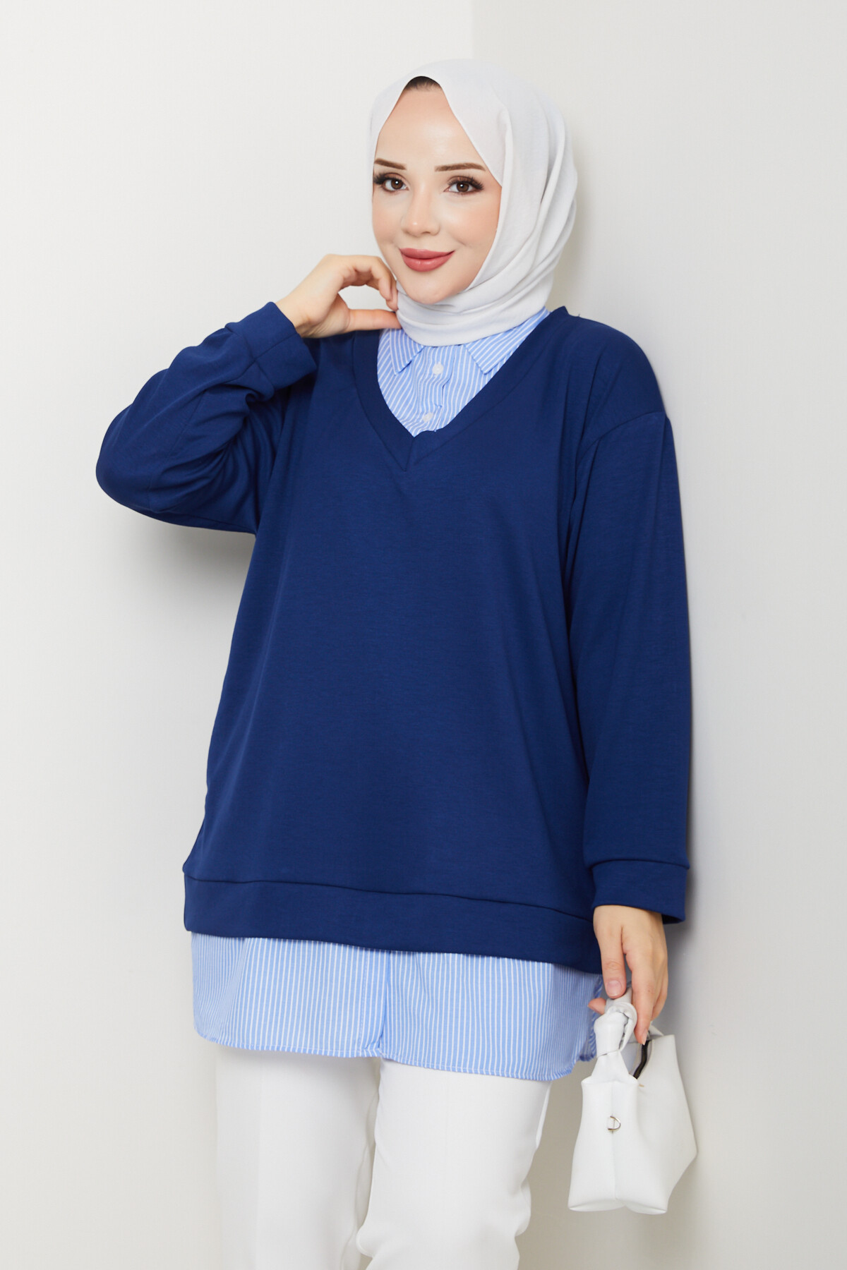 Oysho Gömlek Yaka Tunik Lacivert