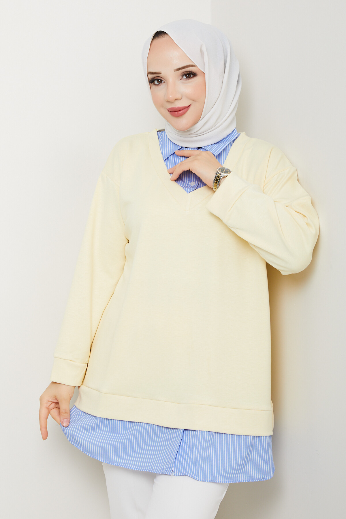 Oysho Gömlek Yaka Tunik Sarı