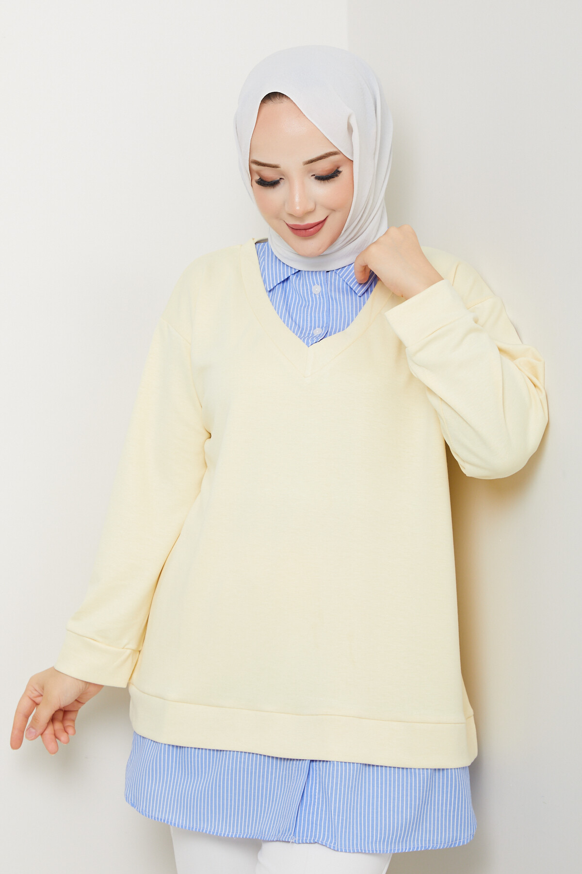 Oysho Gömlek Yaka Tunik Sarı