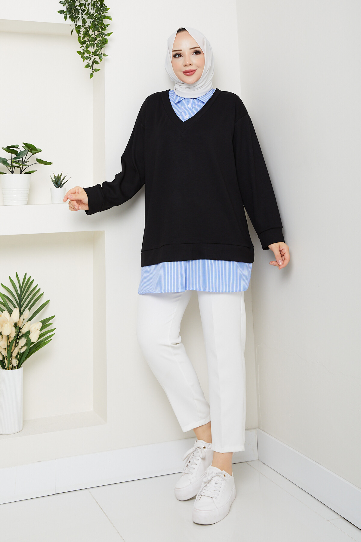 Oysho Gömlek Yaka Tunik Siyah