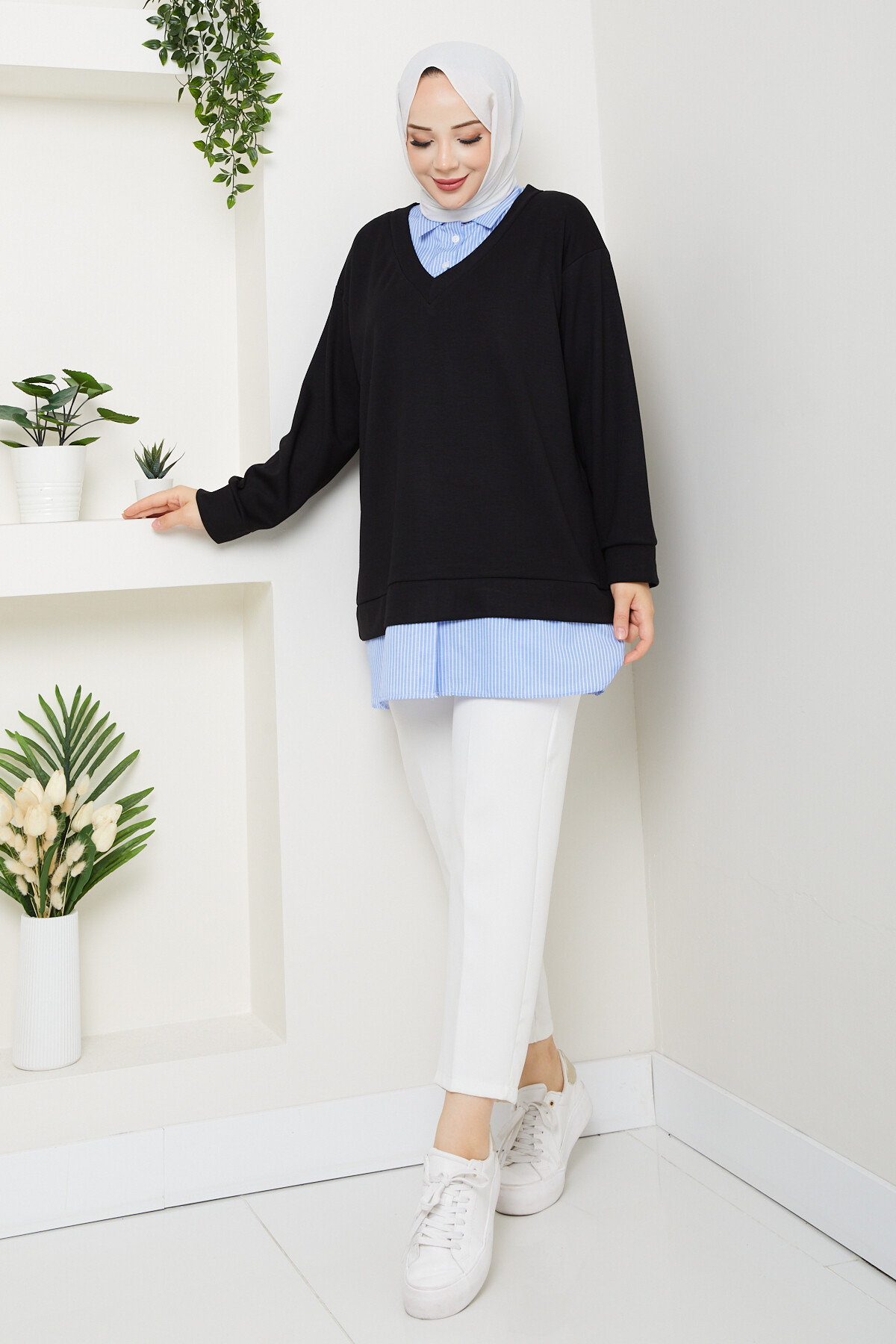 Oysho Gömlek Yaka Tunik Siyah