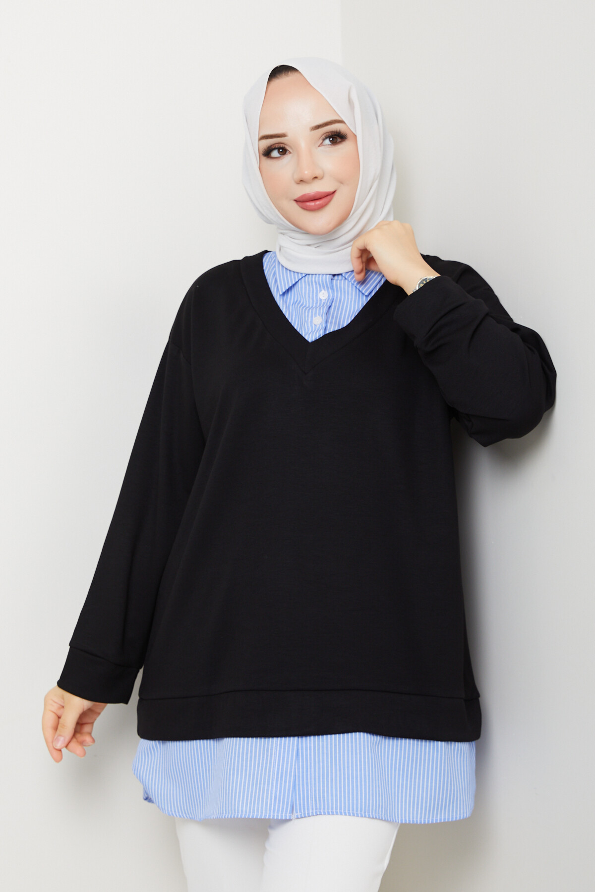 Oysho Gömlek Yaka Tunik Siyah