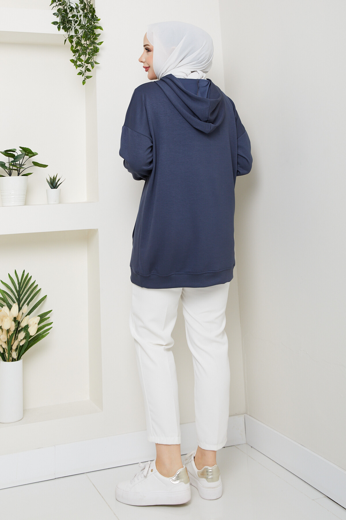 Oysho Kanguru Cep Yarım Fermuarlı Kapşonlu Sweat Antarsit