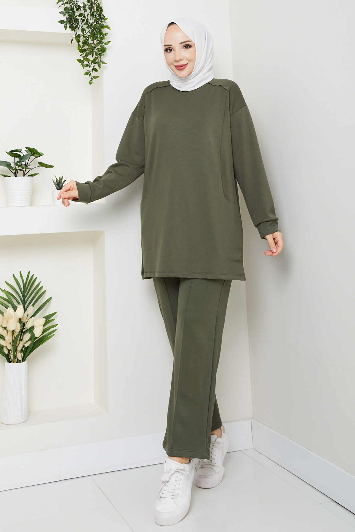 Oysho Naturel Dikişli Cepli Takım Haki