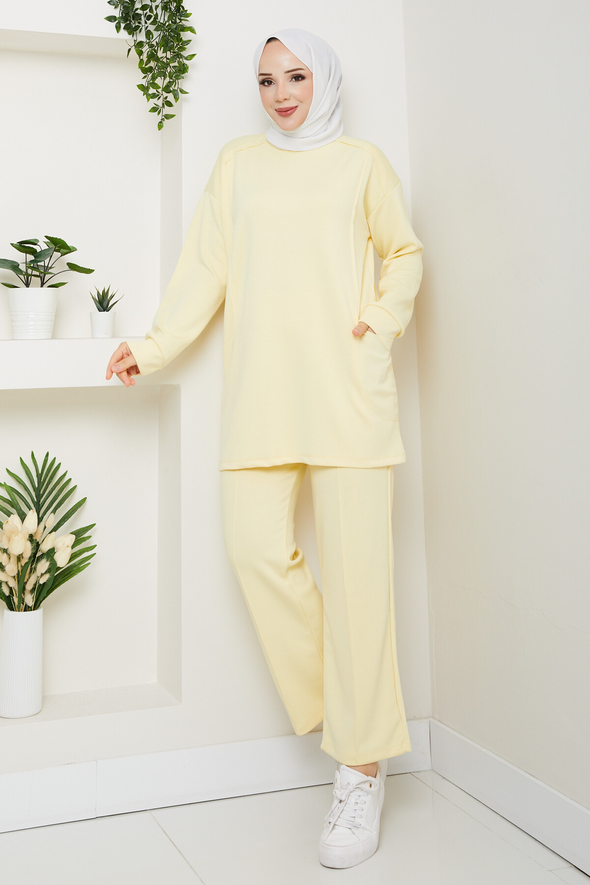 Oysho Naturel Dikişli Cepli Takım Sarı