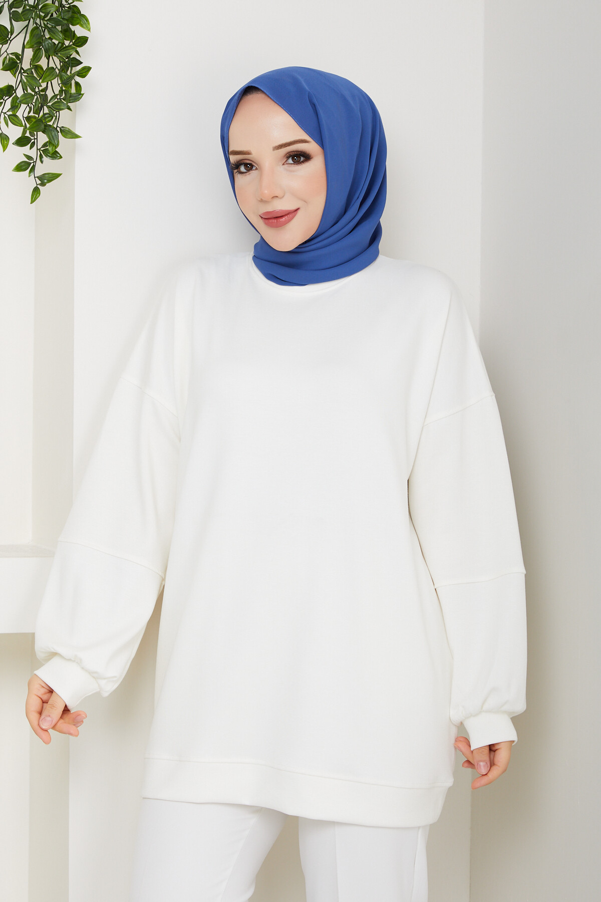 Oysho Oversize Beyzik Sweat Beyaz