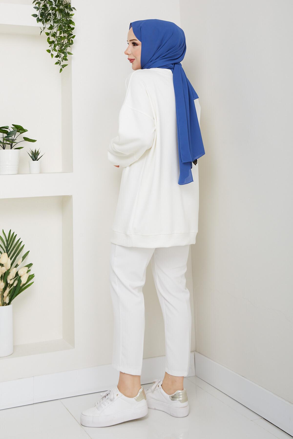 Oysho Oversize Beyzik Sweat Beyaz