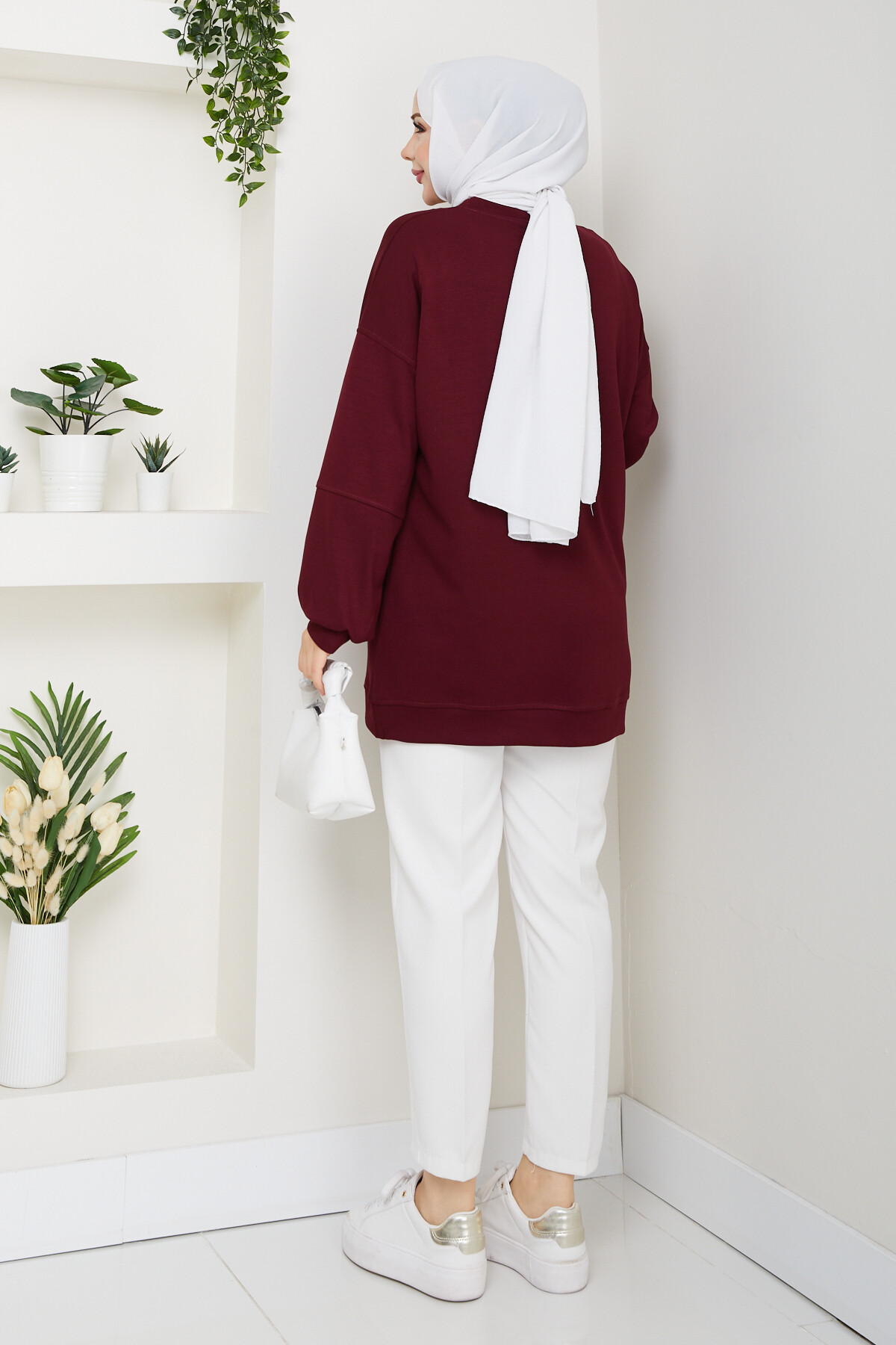 Oysho Oversize Beyzik Sweat Bordo