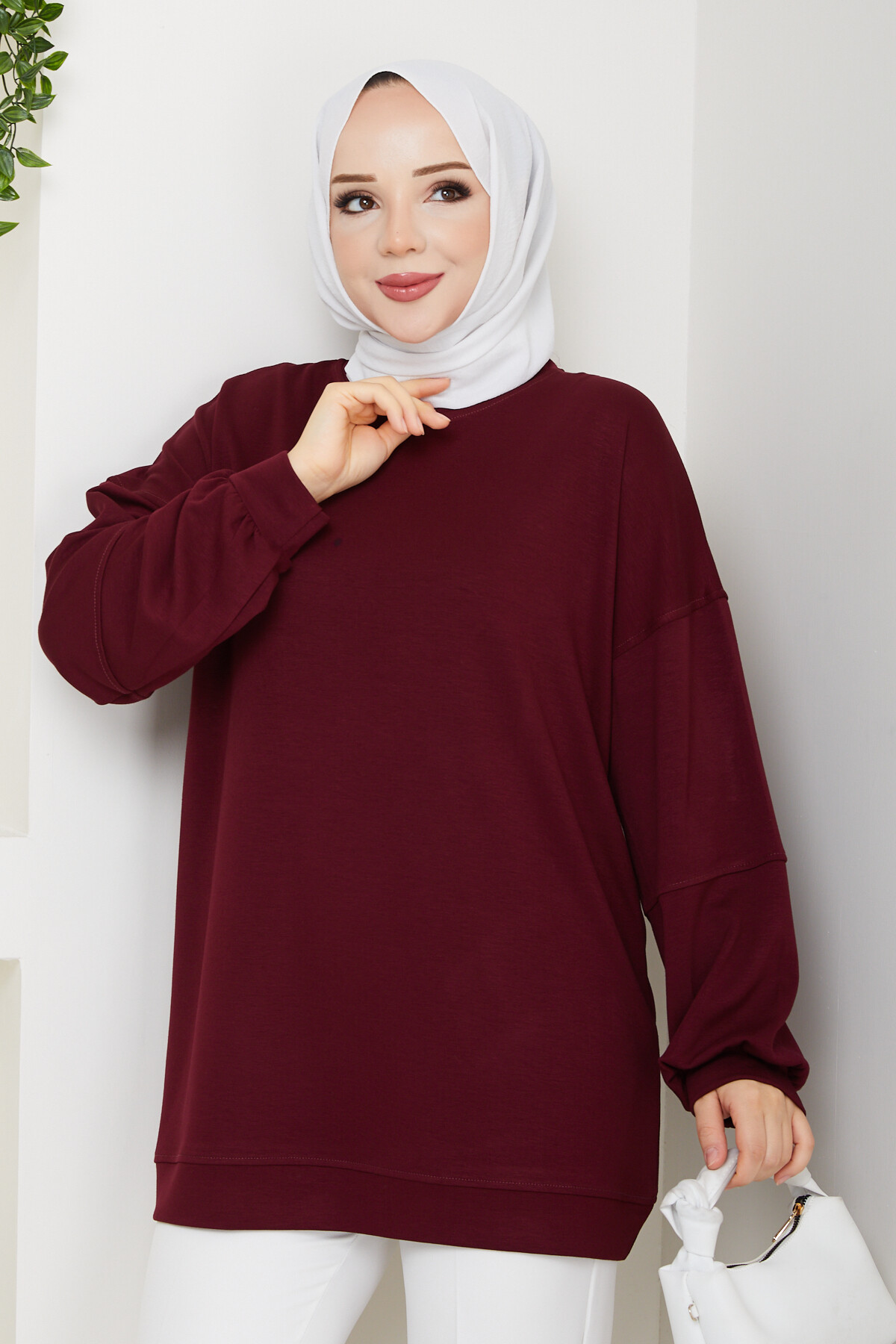 Oysho Oversize Beyzik Sweat Bordo