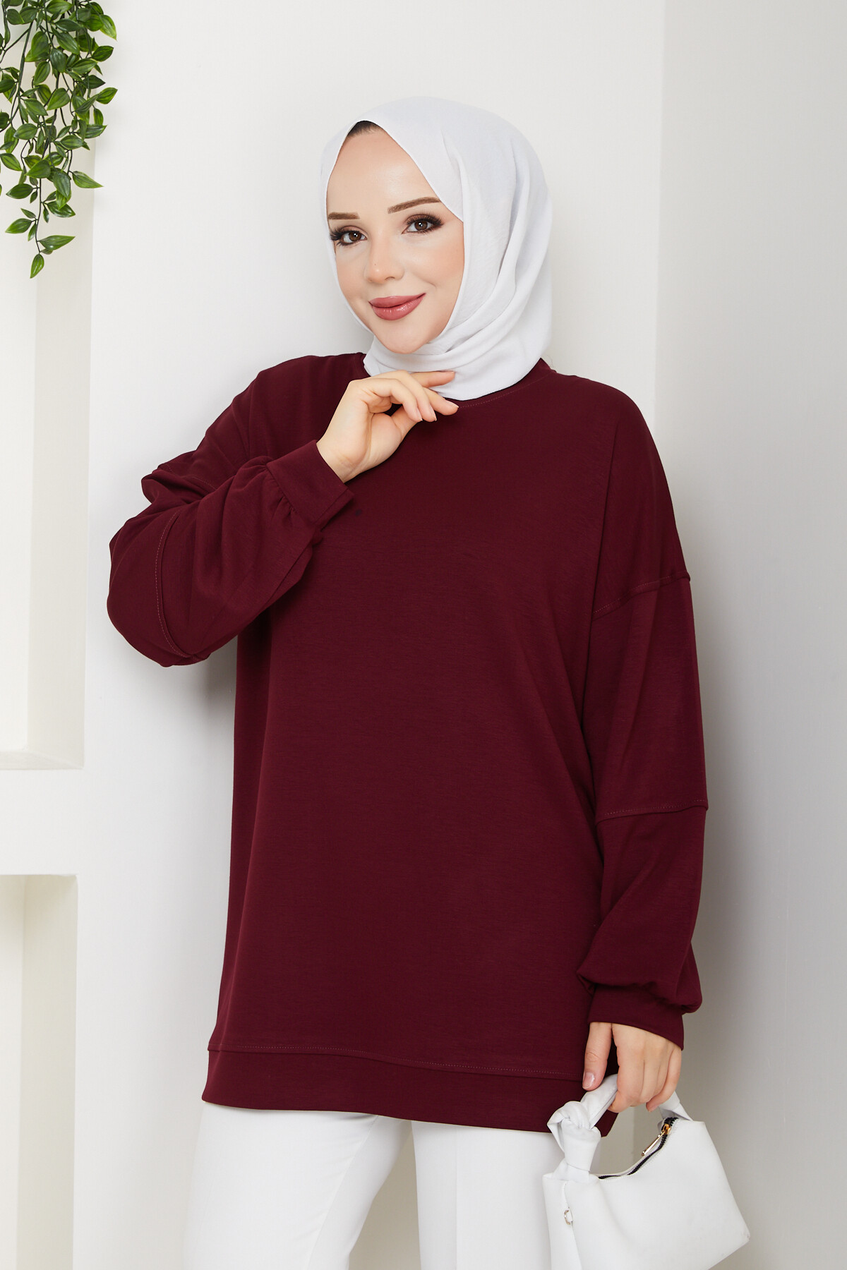 Oysho Oversize Beyzik Sweat Bordo