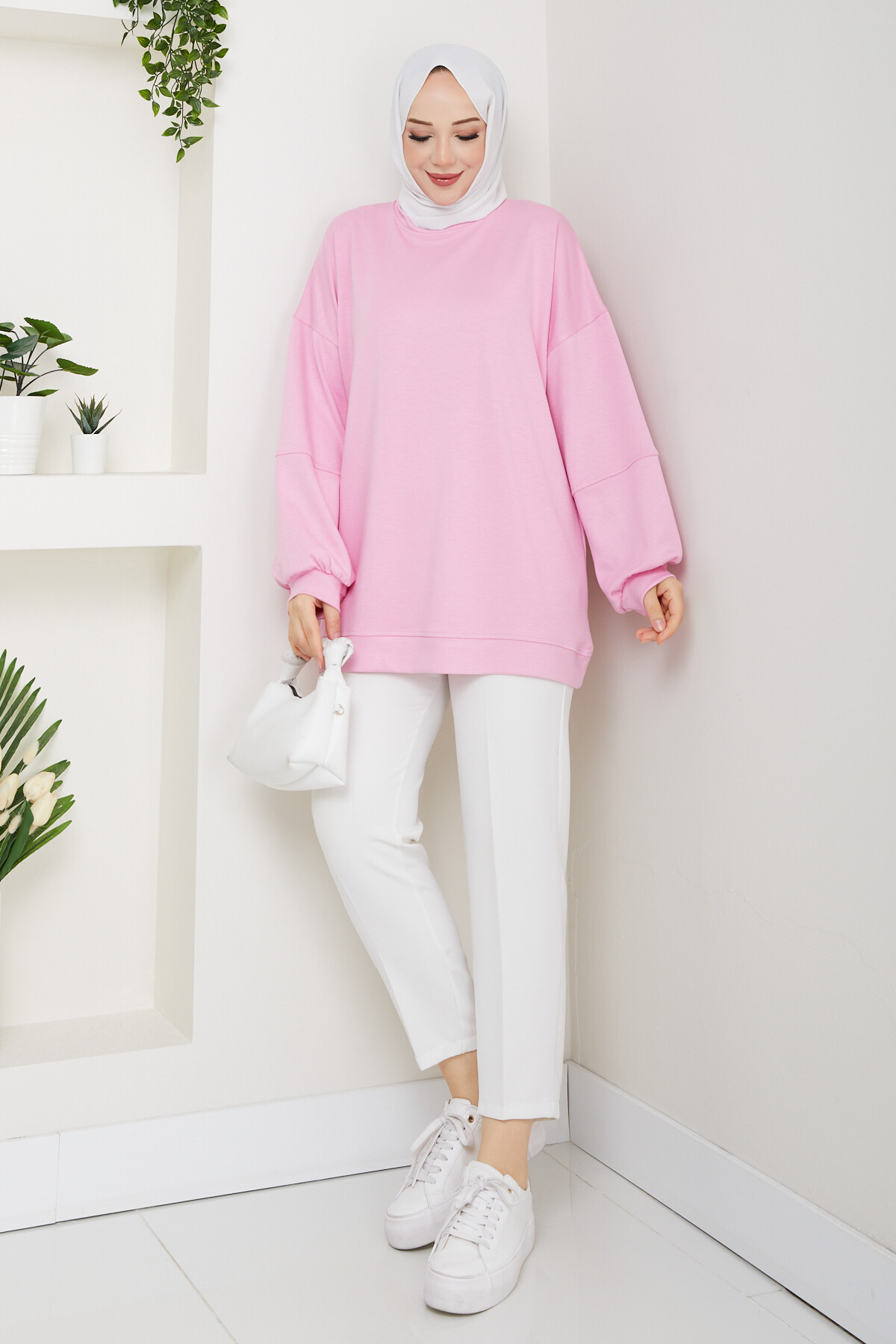 Oysho Oversize Beyzik Sweat Pembe