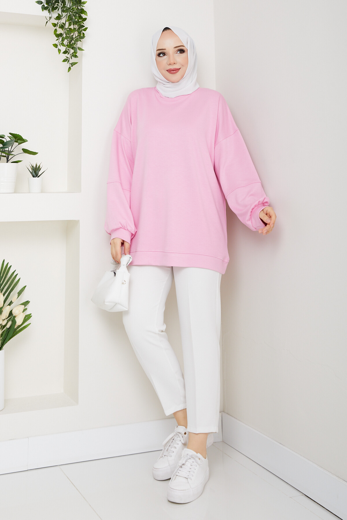 Oysho Oversize Beyzik Sweat Pembe
