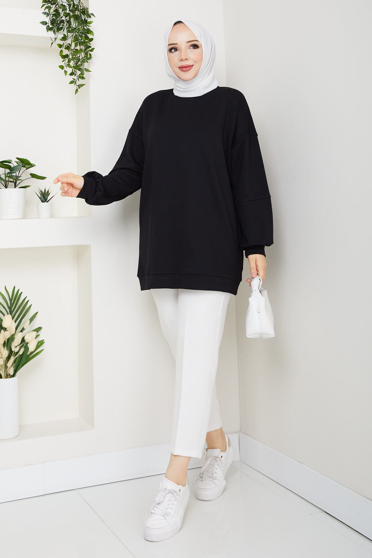 Oysho Oversize Beyzik Sweat Siyah