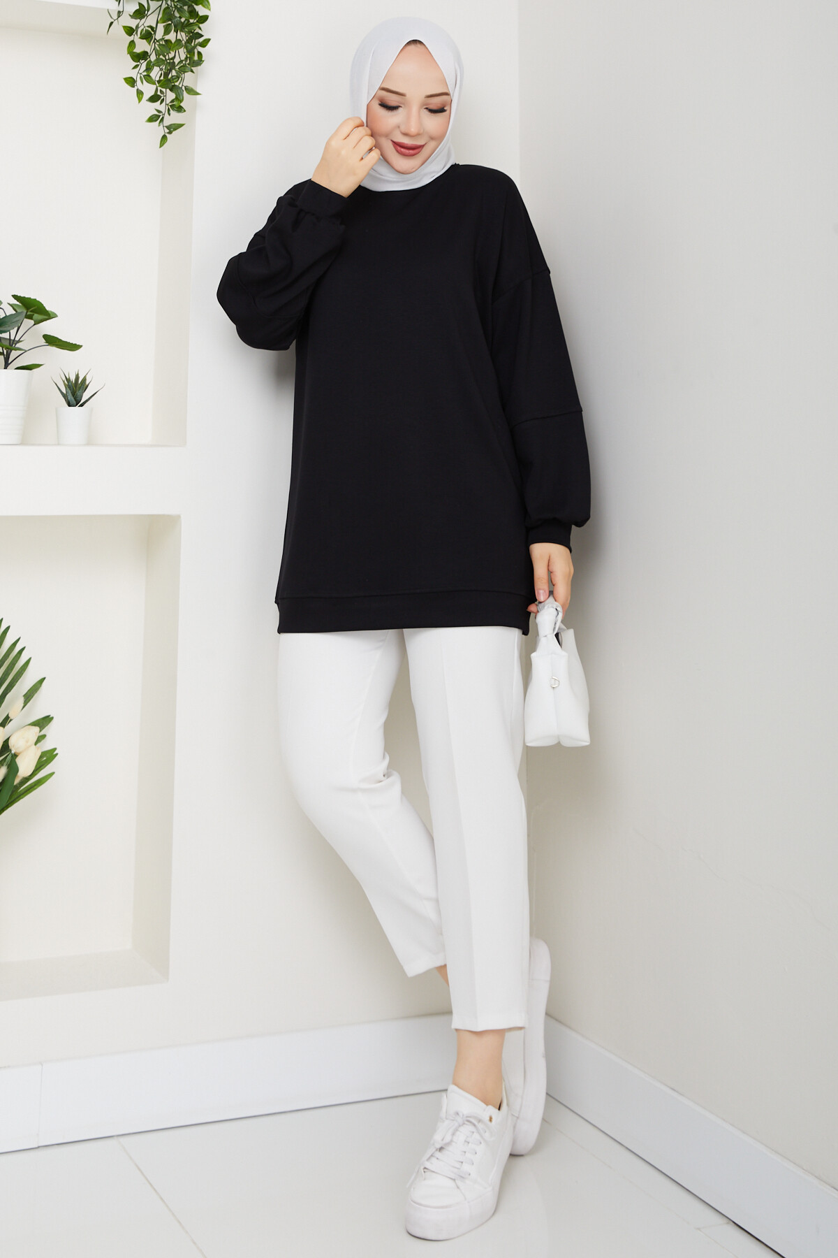 Oysho Oversize Beyzik Sweat Siyah