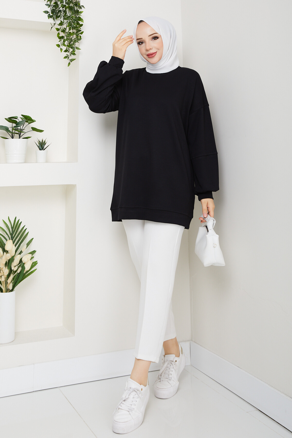Oysho Oversize Beyzik Sweat Siyah