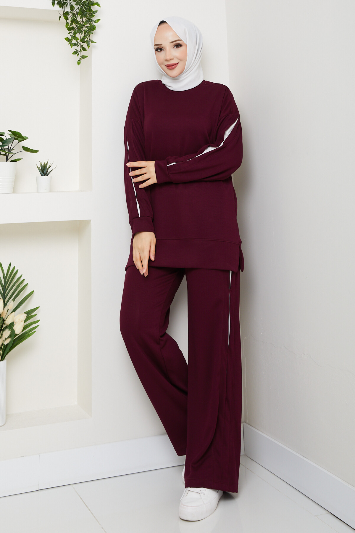 Oysho Pantolon Tuniği Garnili Takım Bordo