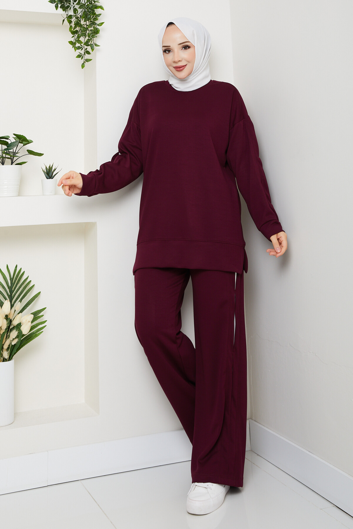 Oysho Pantolon Tuniği Garnili Takım Bordo