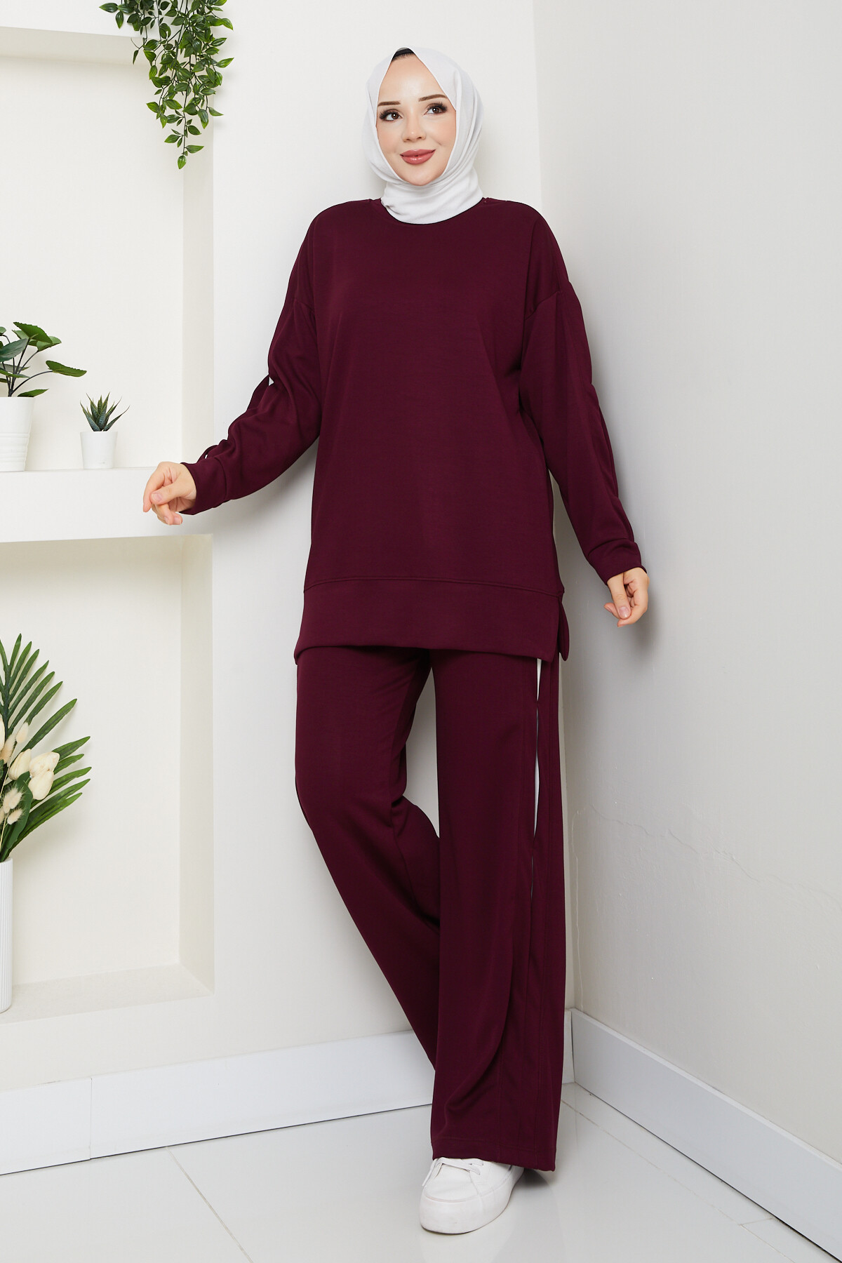 Oysho Pantolon Tuniği Garnili Takım Bordo