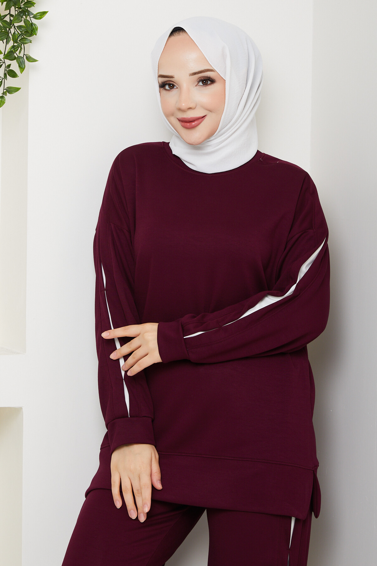 Oysho Pantolon Tuniği Garnili Takım Bordo