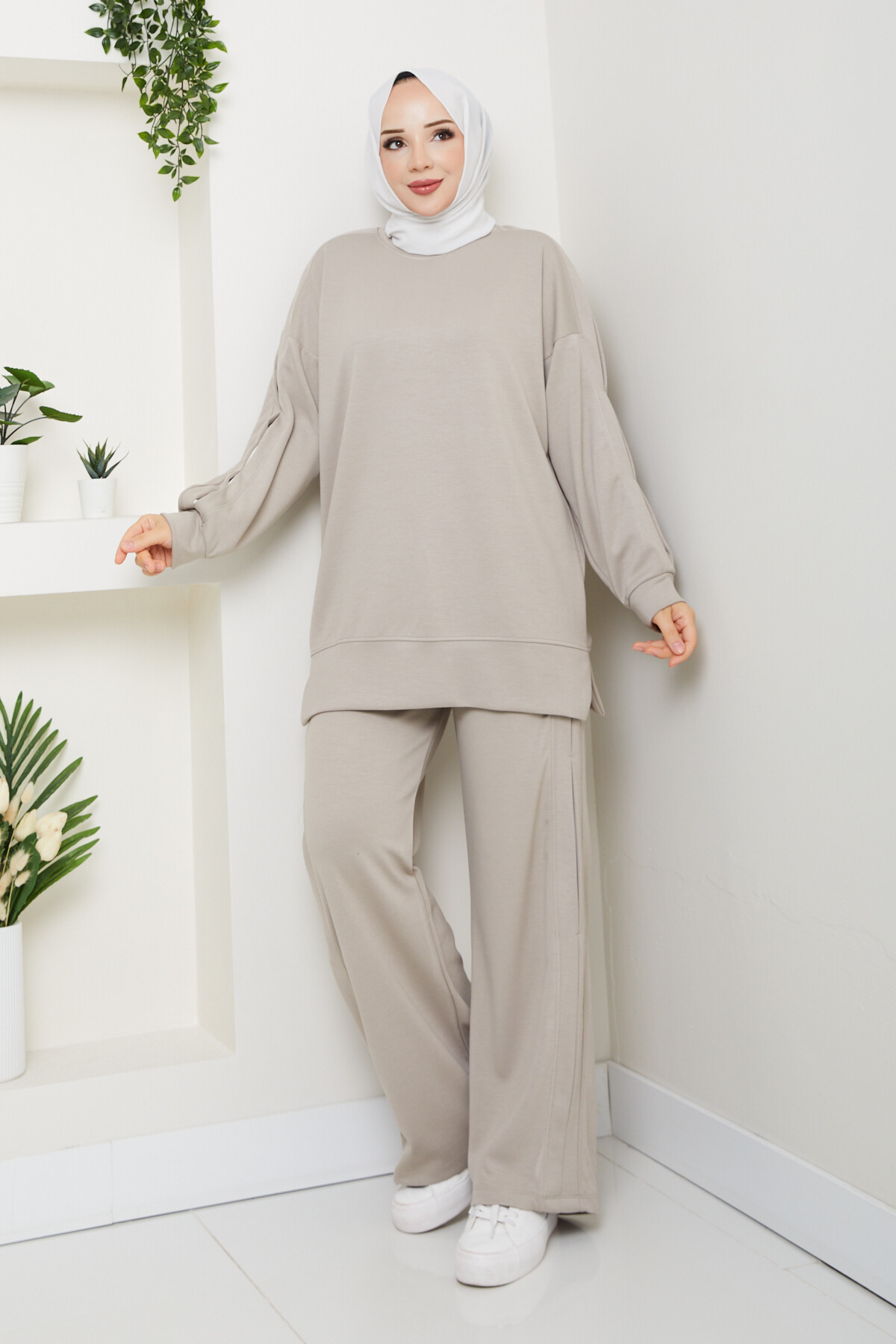 Oysho Pantolon Tuniği Garnili Takım Krem