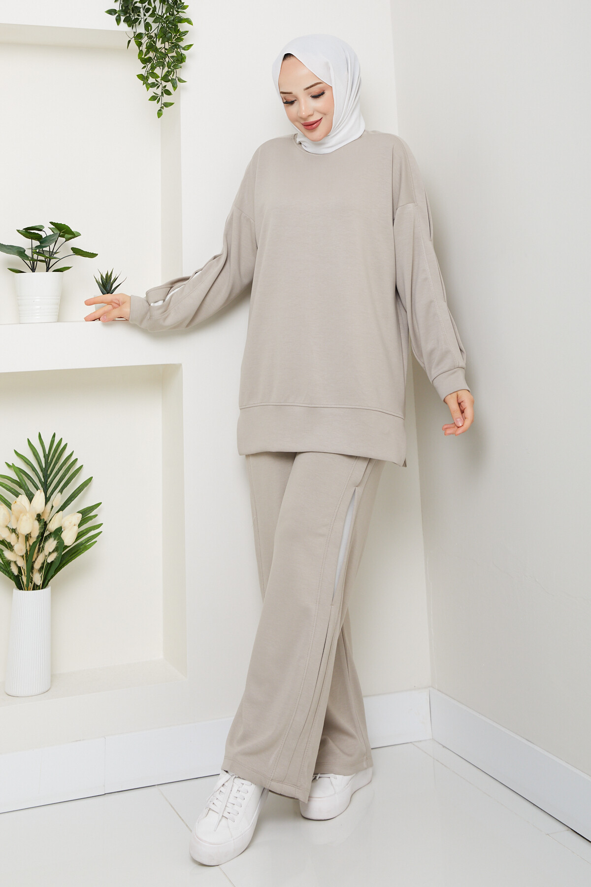 Oysho Pantolon Tuniği Garnili Takım Krem