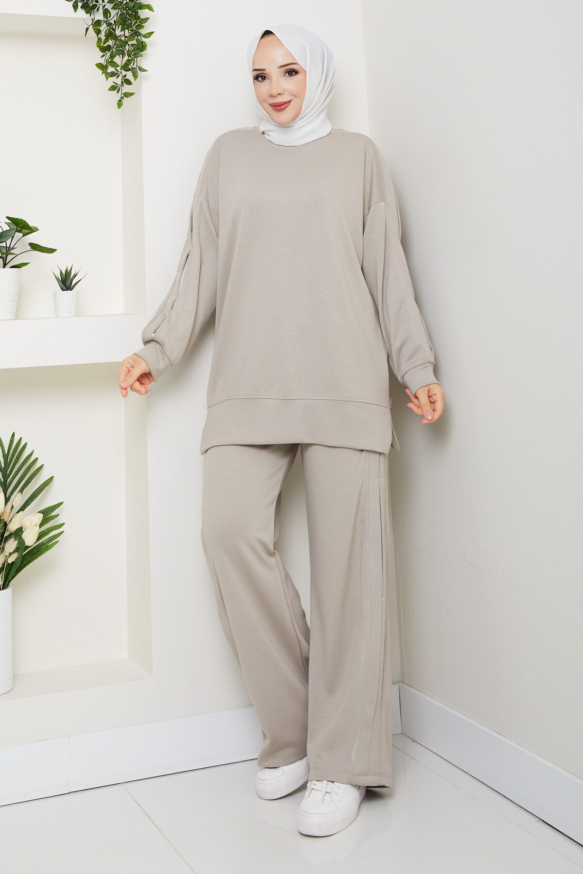 Oysho Pantolon Tuniği Garnili Takım Krem