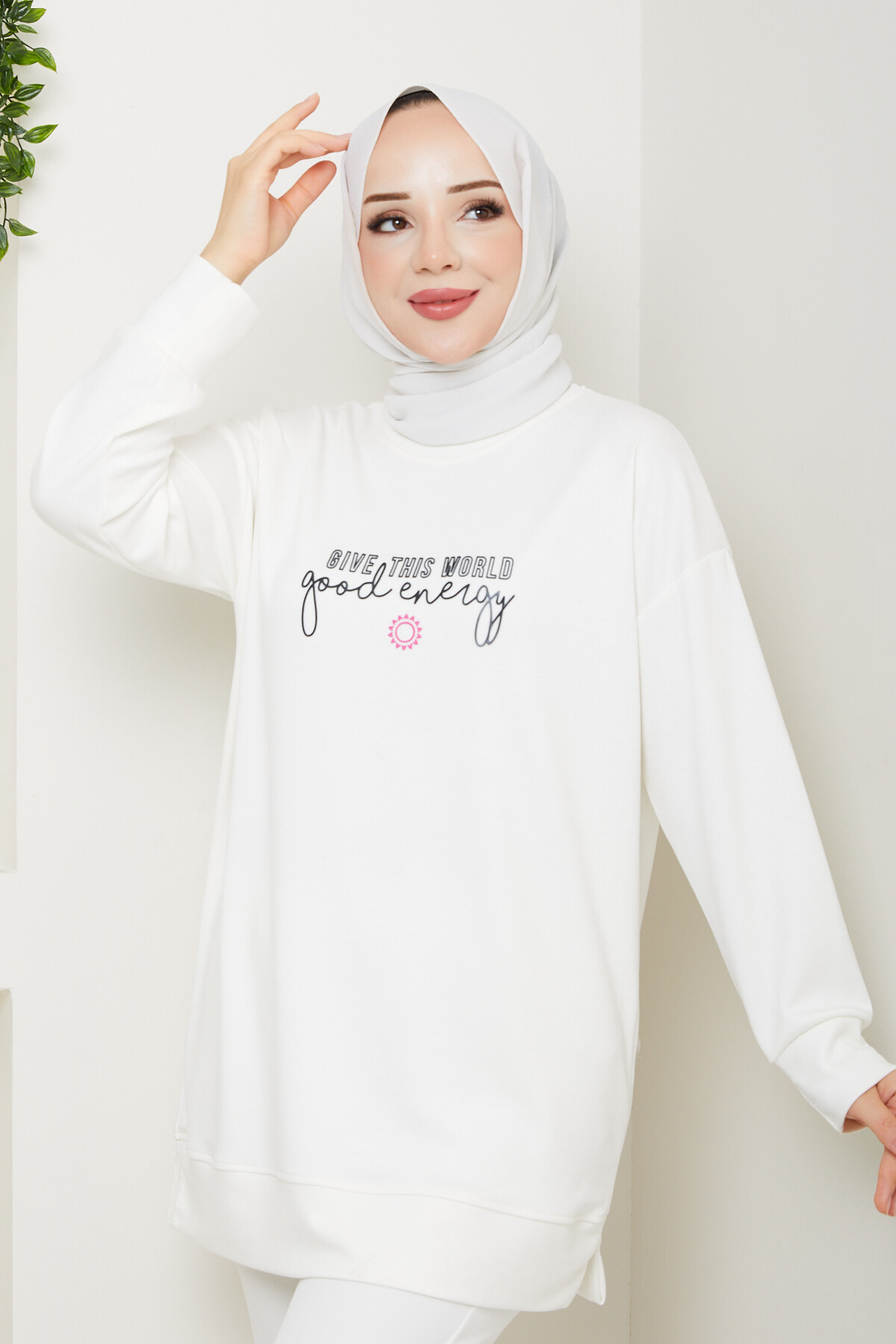 Oysho Salaş Tunik Enjeksiyon Baskılı  Beyaz