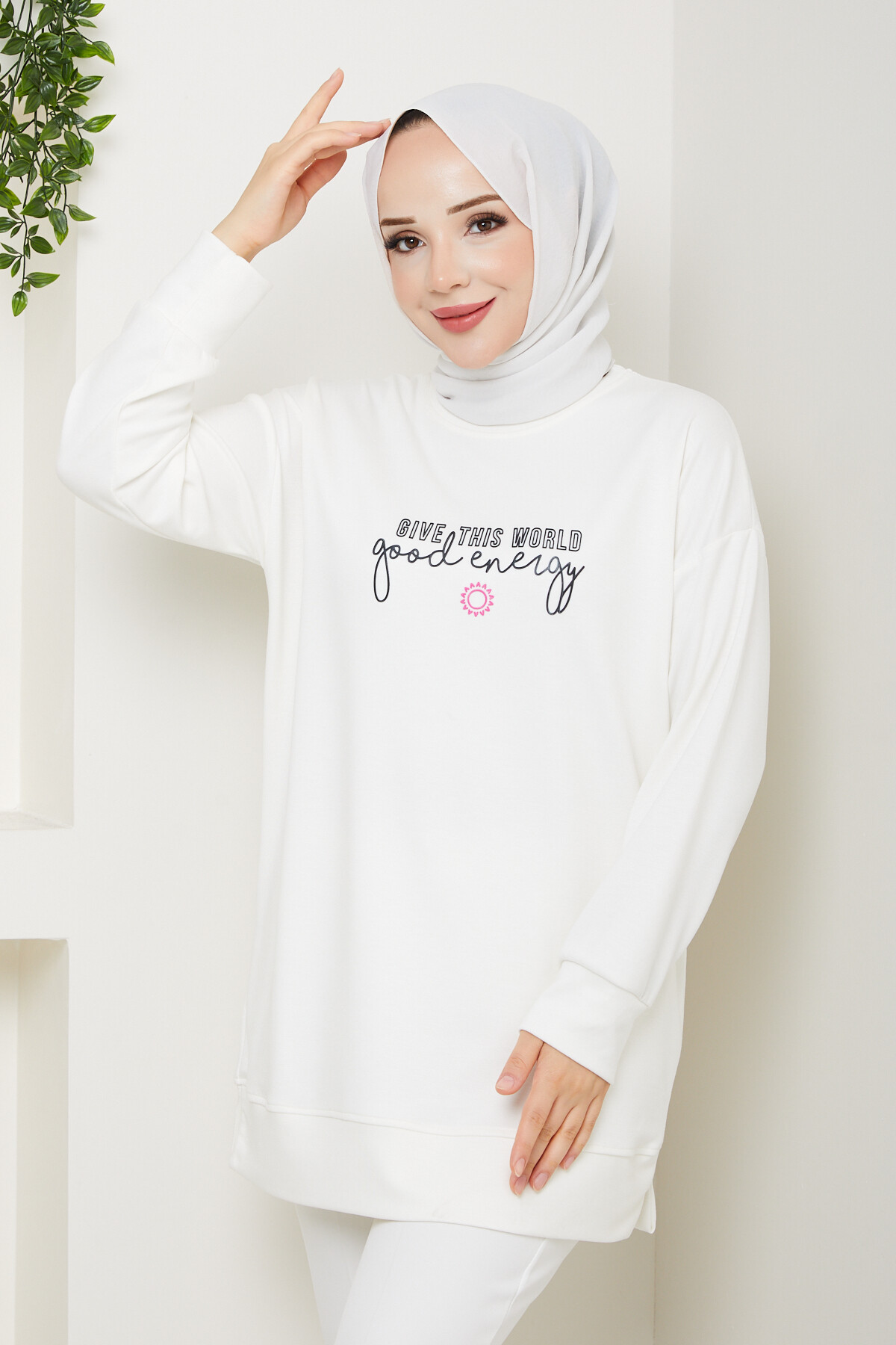 Oysho Salaş Tunik Enjeksiyon Baskılı  Beyaz