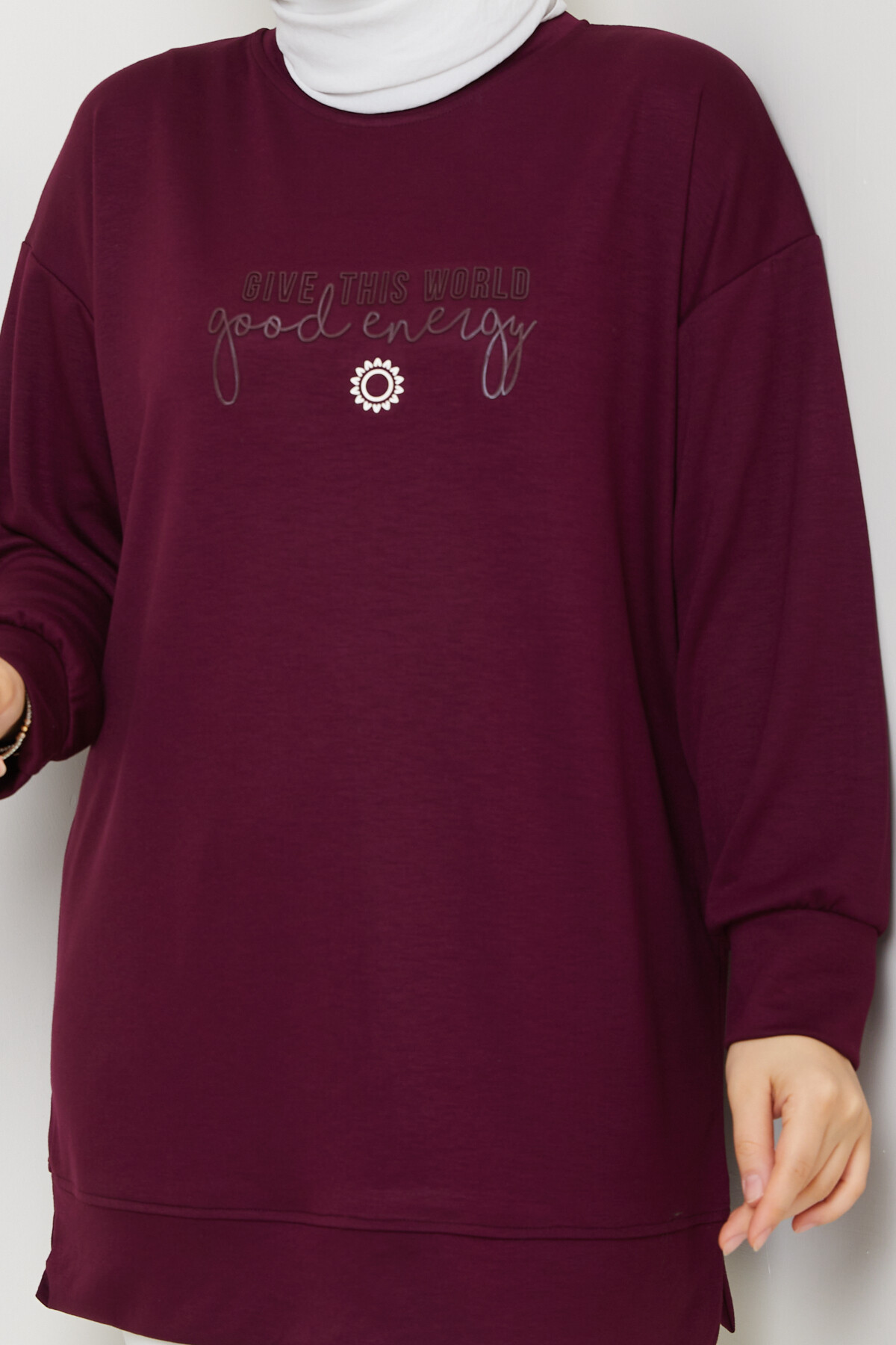 Oysho Salaş Tunik Enjeksiyon Baskılı Bordo