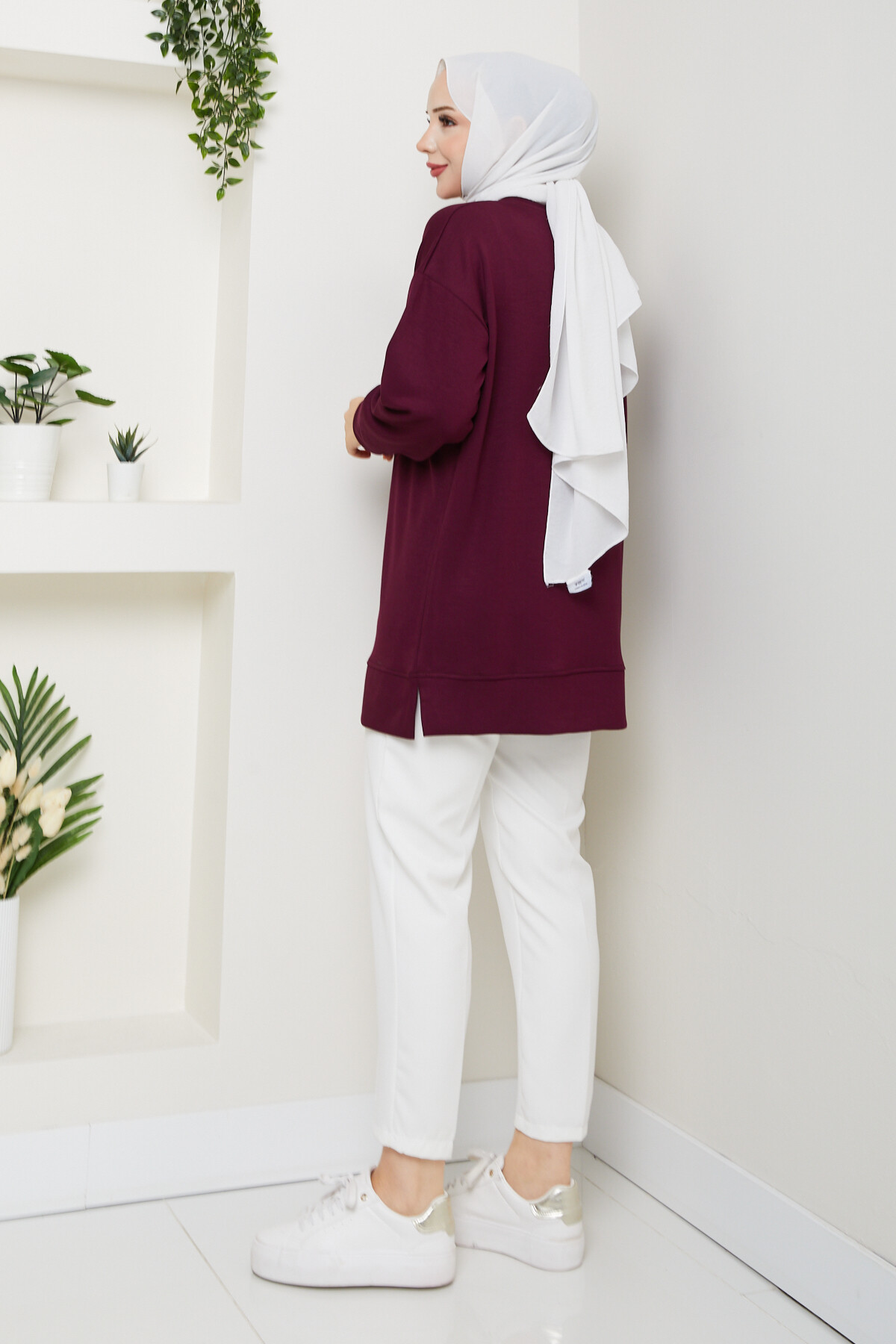 Oysho Salaş Tunik Enjeksiyon Baskılı Bordo