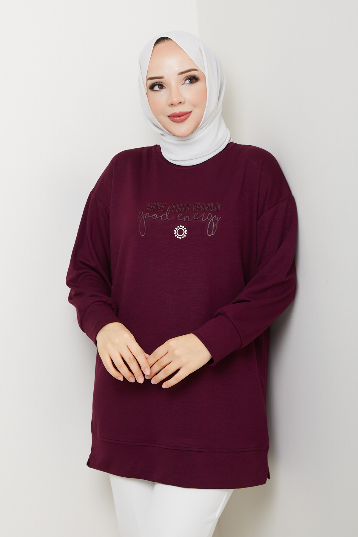 Oysho Salaş Tunik Enjeksiyon Baskılı Bordo