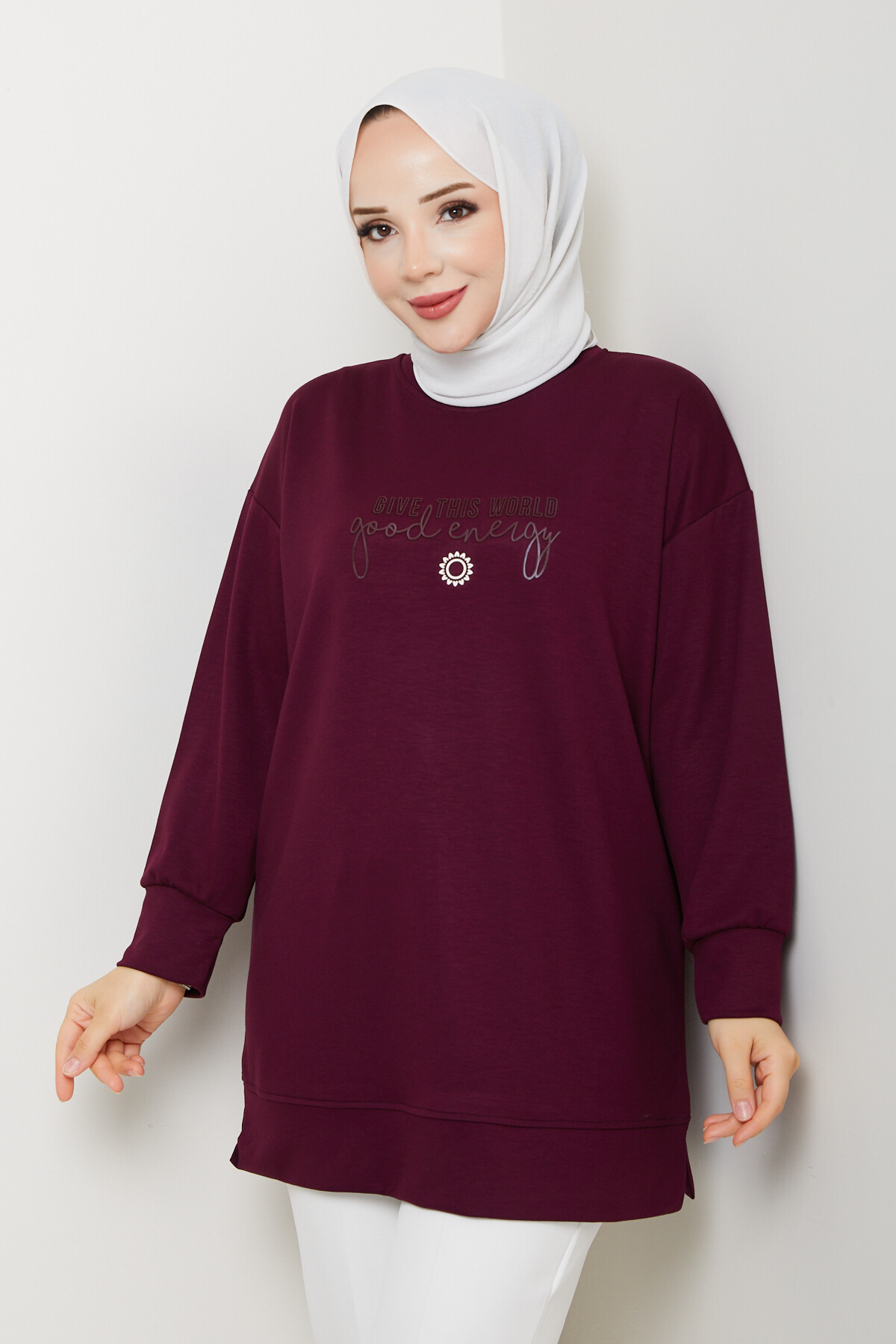 Oysho Salaş Tunik Enjeksiyon Baskılı Bordo