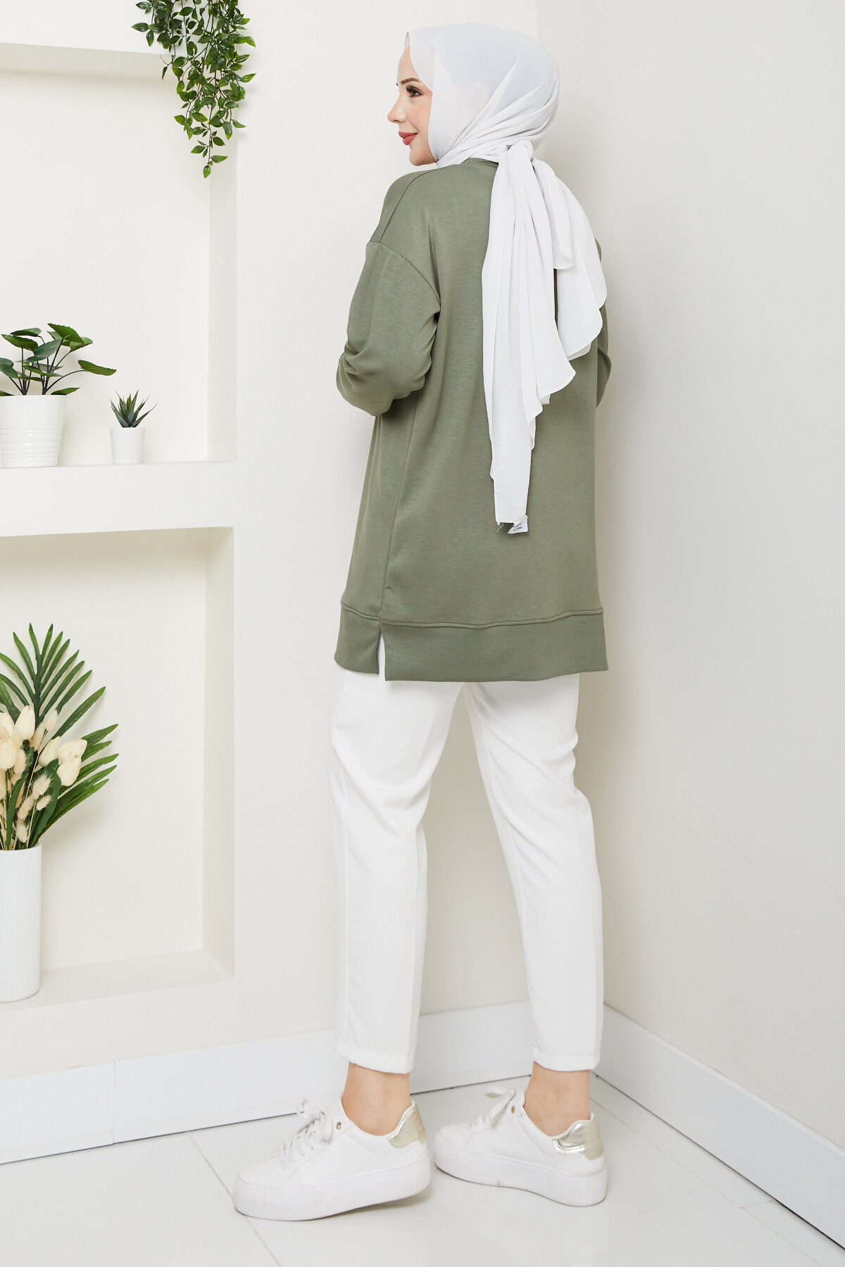 Oysho Salaş Tunik Enjeksiyon Baskılı Haki