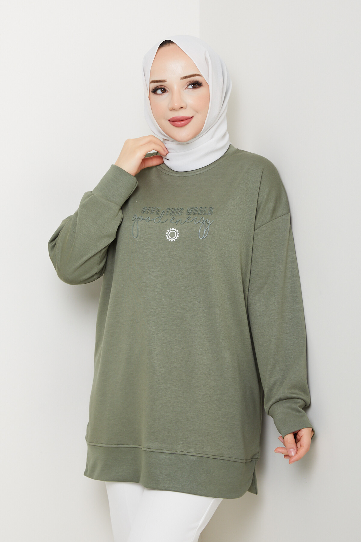 Oysho Salaş Tunik Enjeksiyon Baskılı Haki