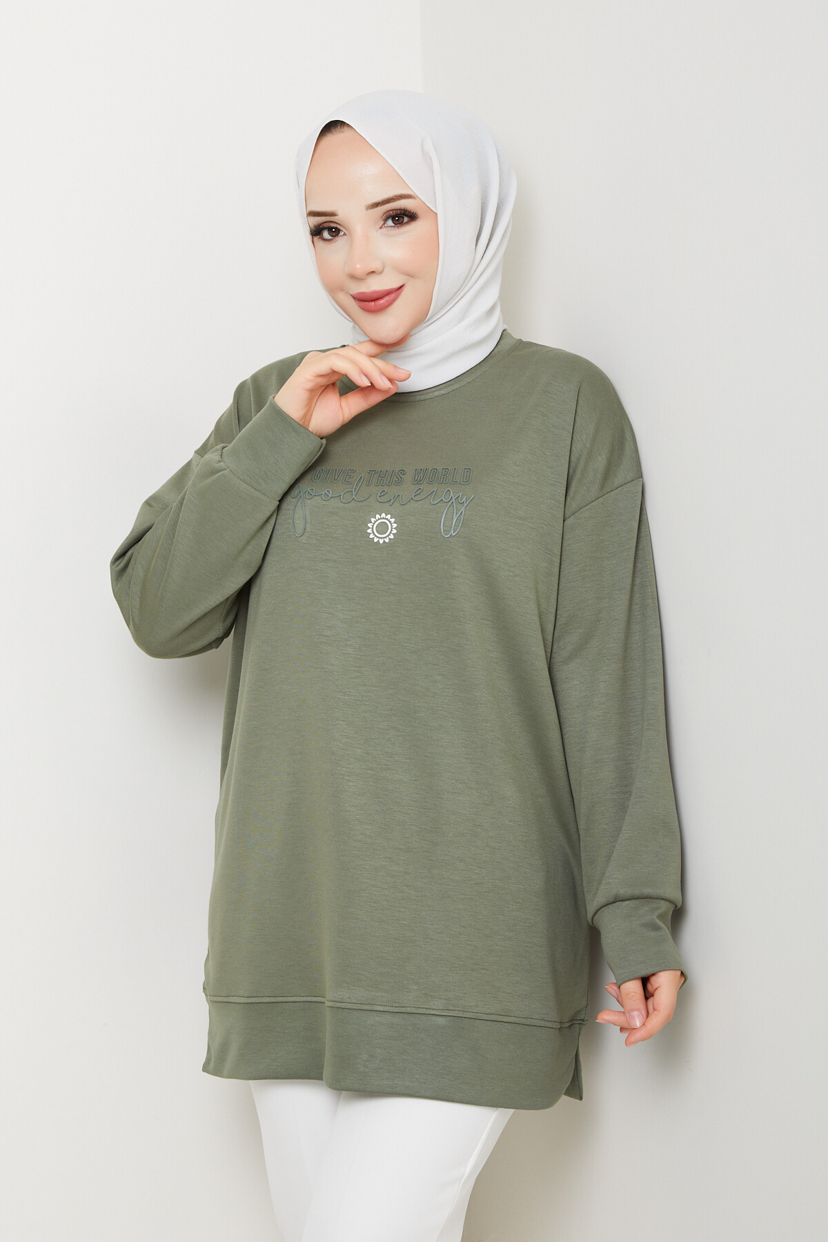 Oysho Salaş Tunik Enjeksiyon Baskılı Haki